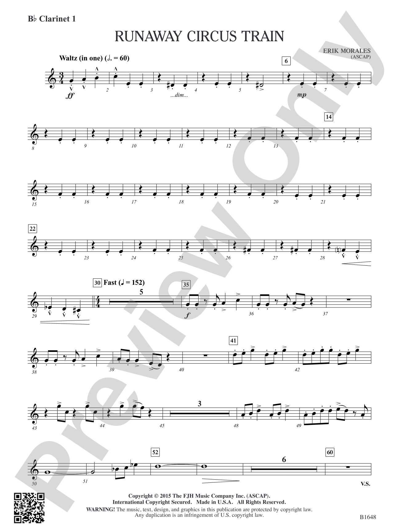 Runaway Circus Train: B-flat Clarinet 1