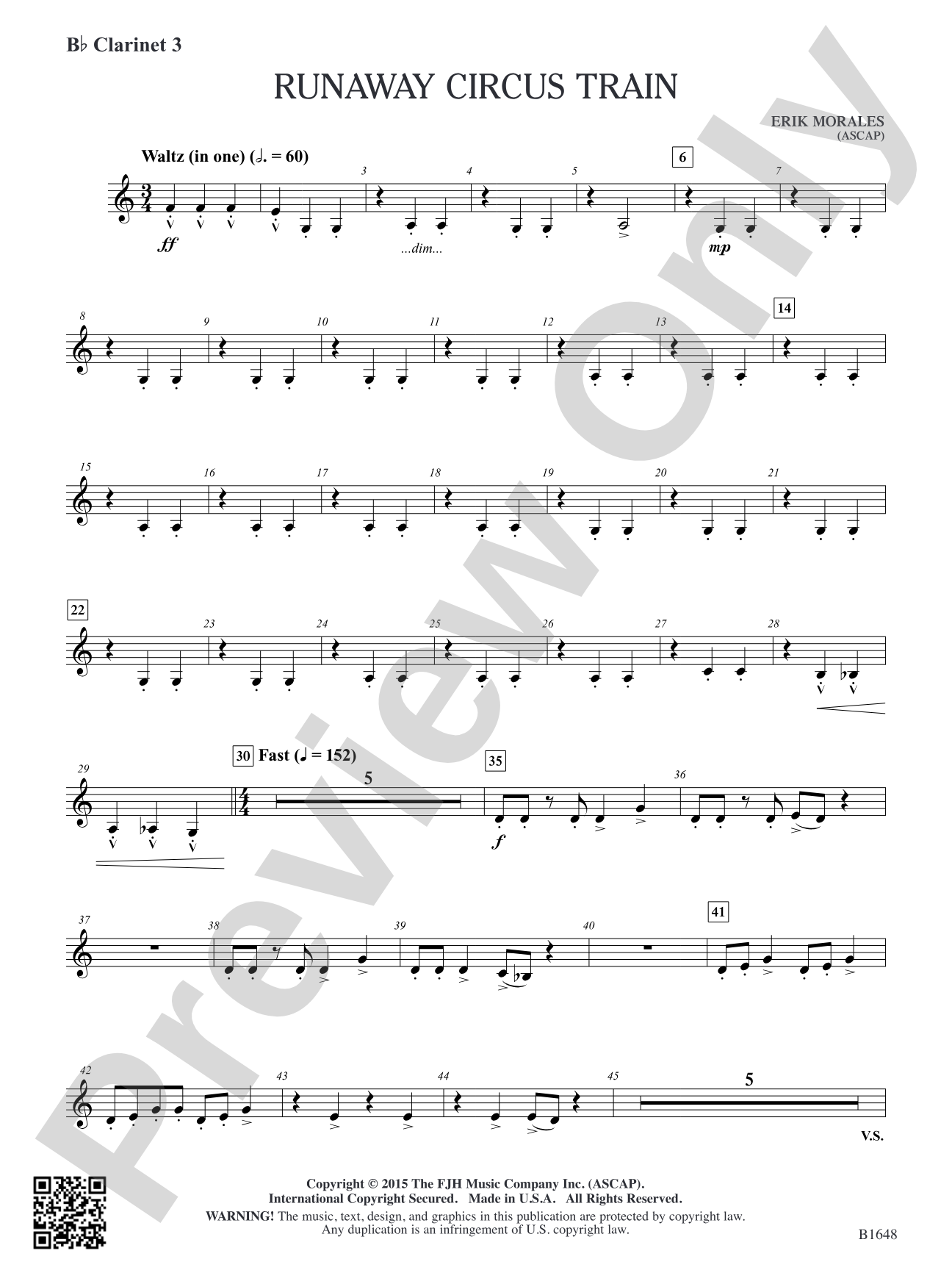Runaway Circus Train: B-flat Clarinet 3