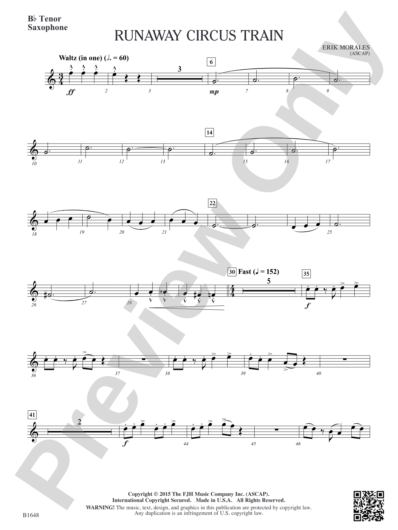Runaway Circus Train: B-flat Tenor Saxophone