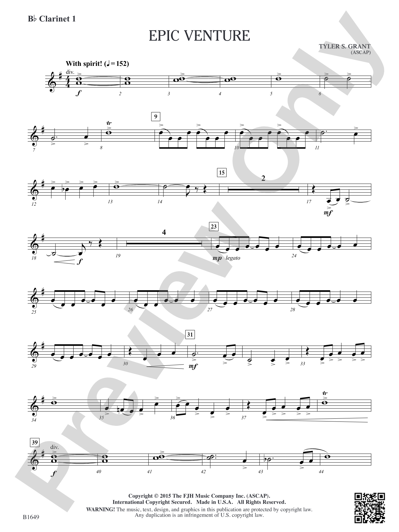Epic Venture: B-flat Clarinet 1
