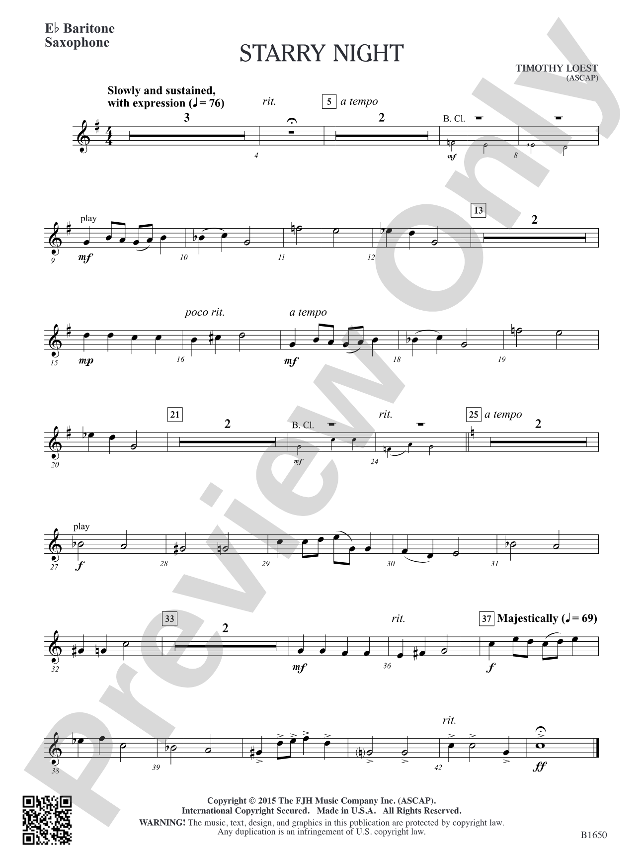 Starry Night: E-flat Baritone Saxophone