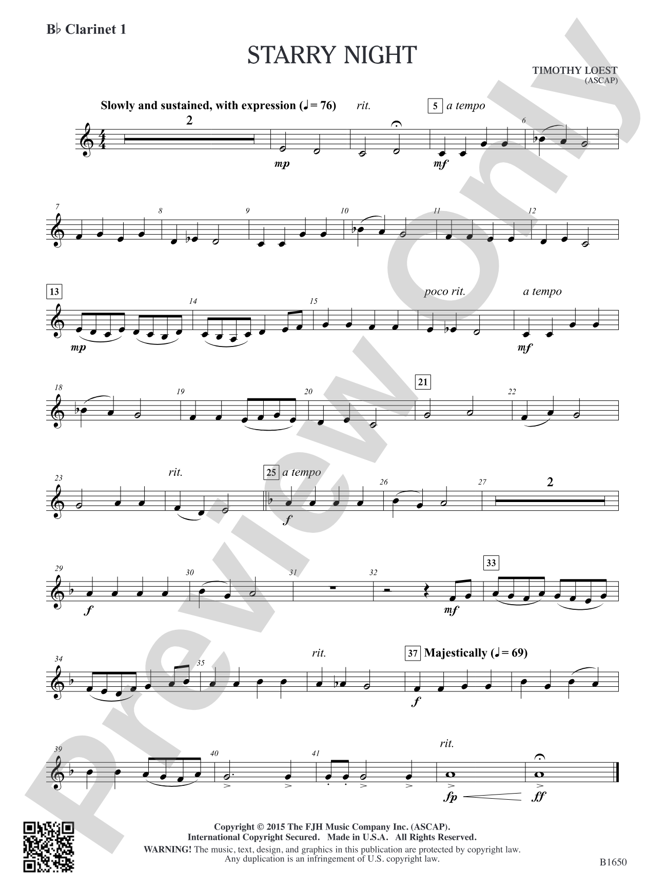 Starry Night: B-flat Clarinet 1