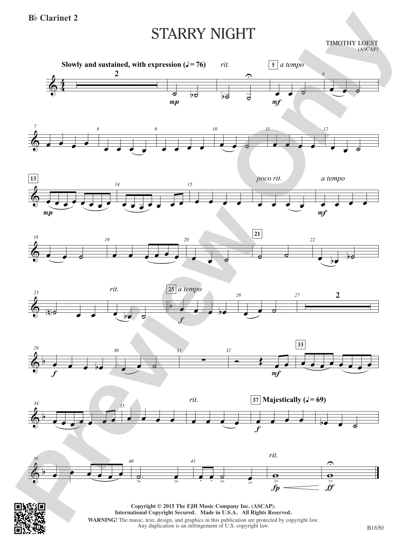Starry Night: B-flat Clarinet 2