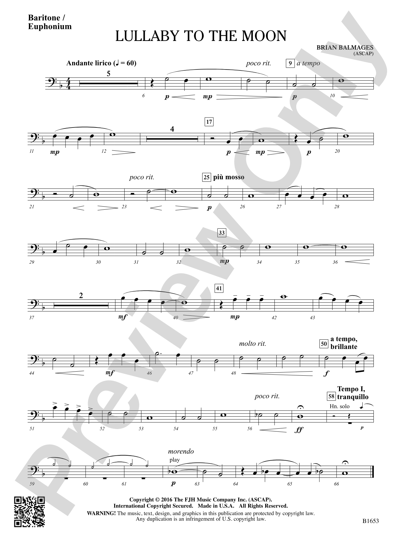 Lullaby to the Moon: Baritone / Euphonium