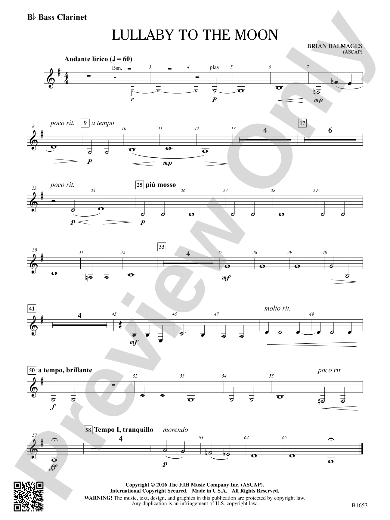 Lullaby to the Moon: B-flat Bass Clarinet