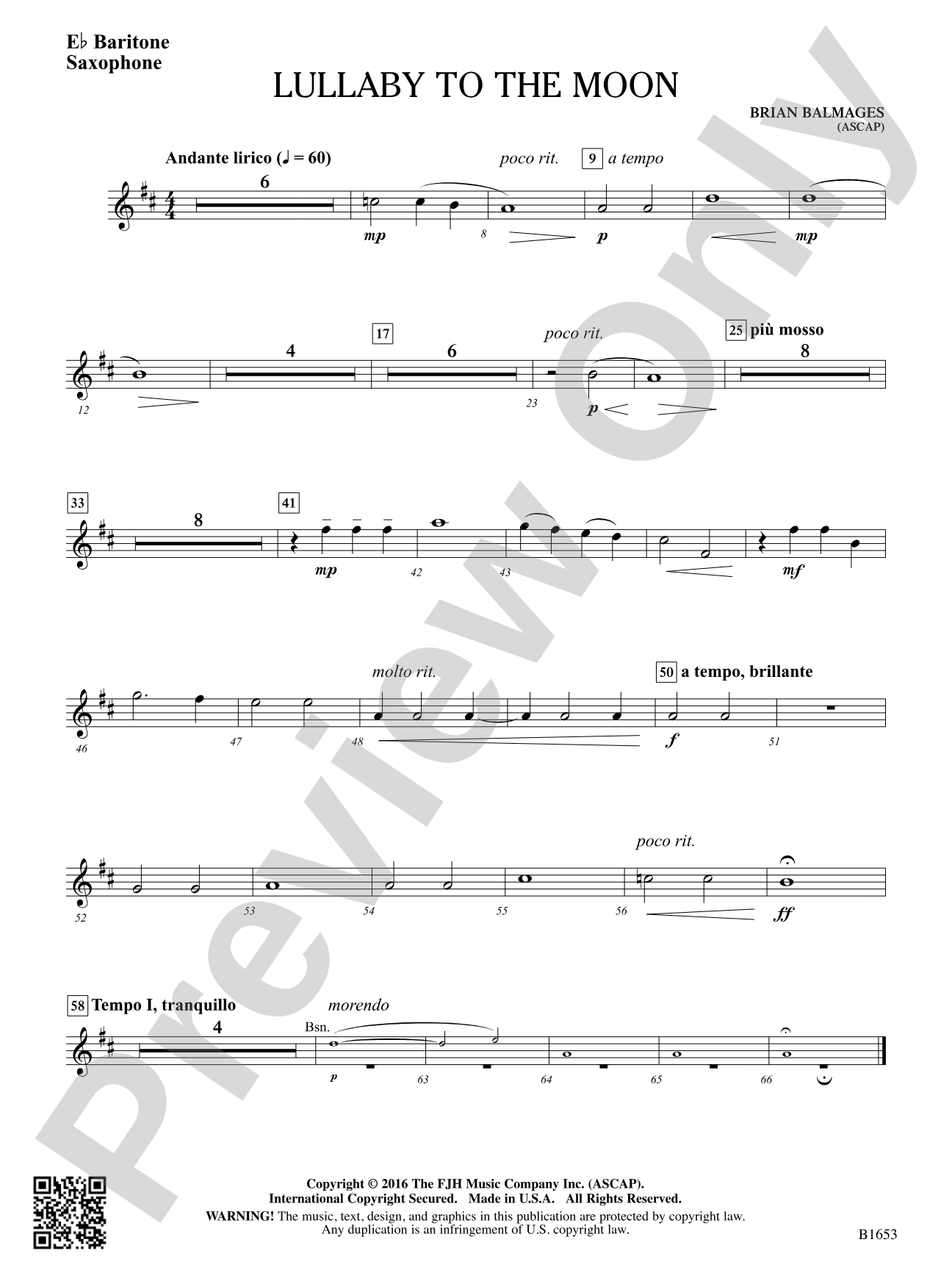 Lullaby to the Moon: E-flat Baritone Saxophone