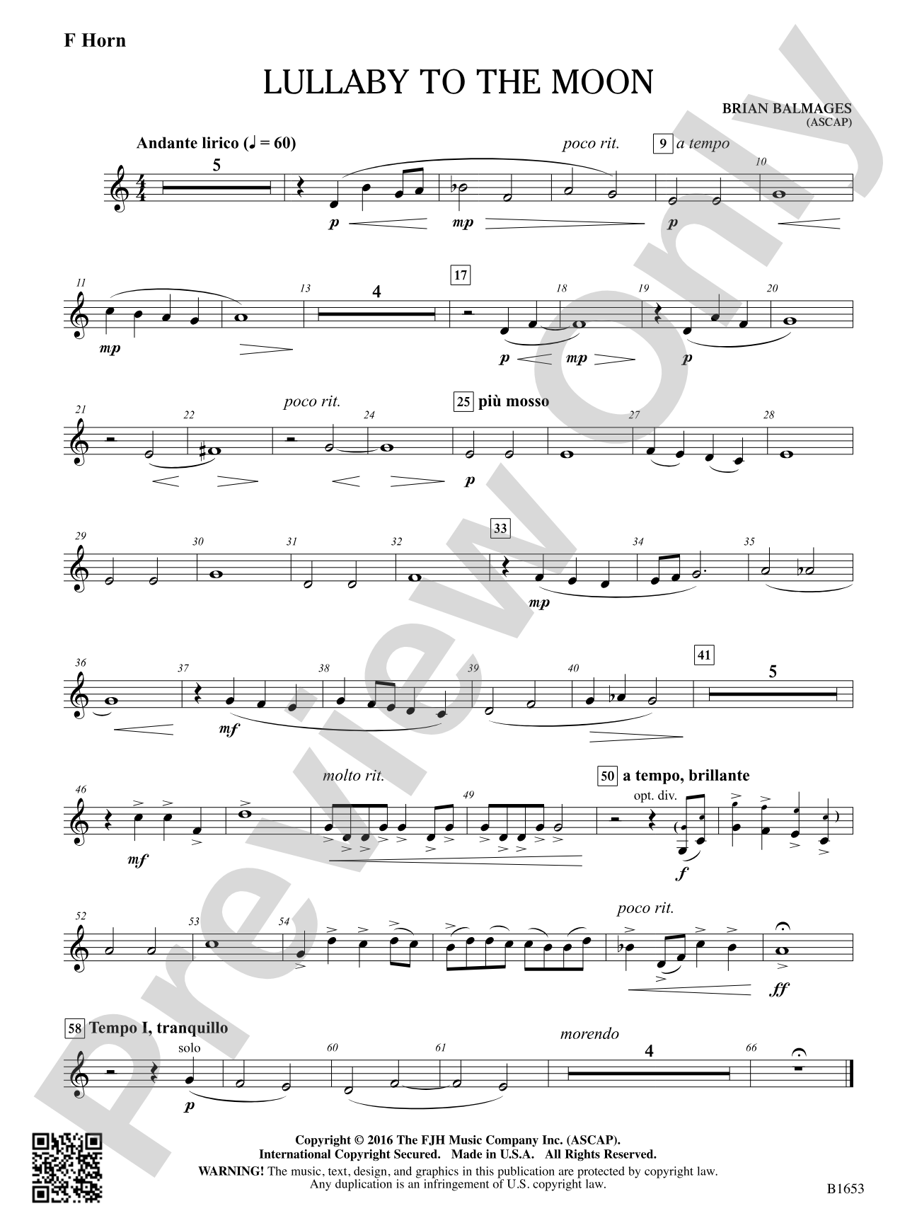 Lullaby to the Moon: F Horn
