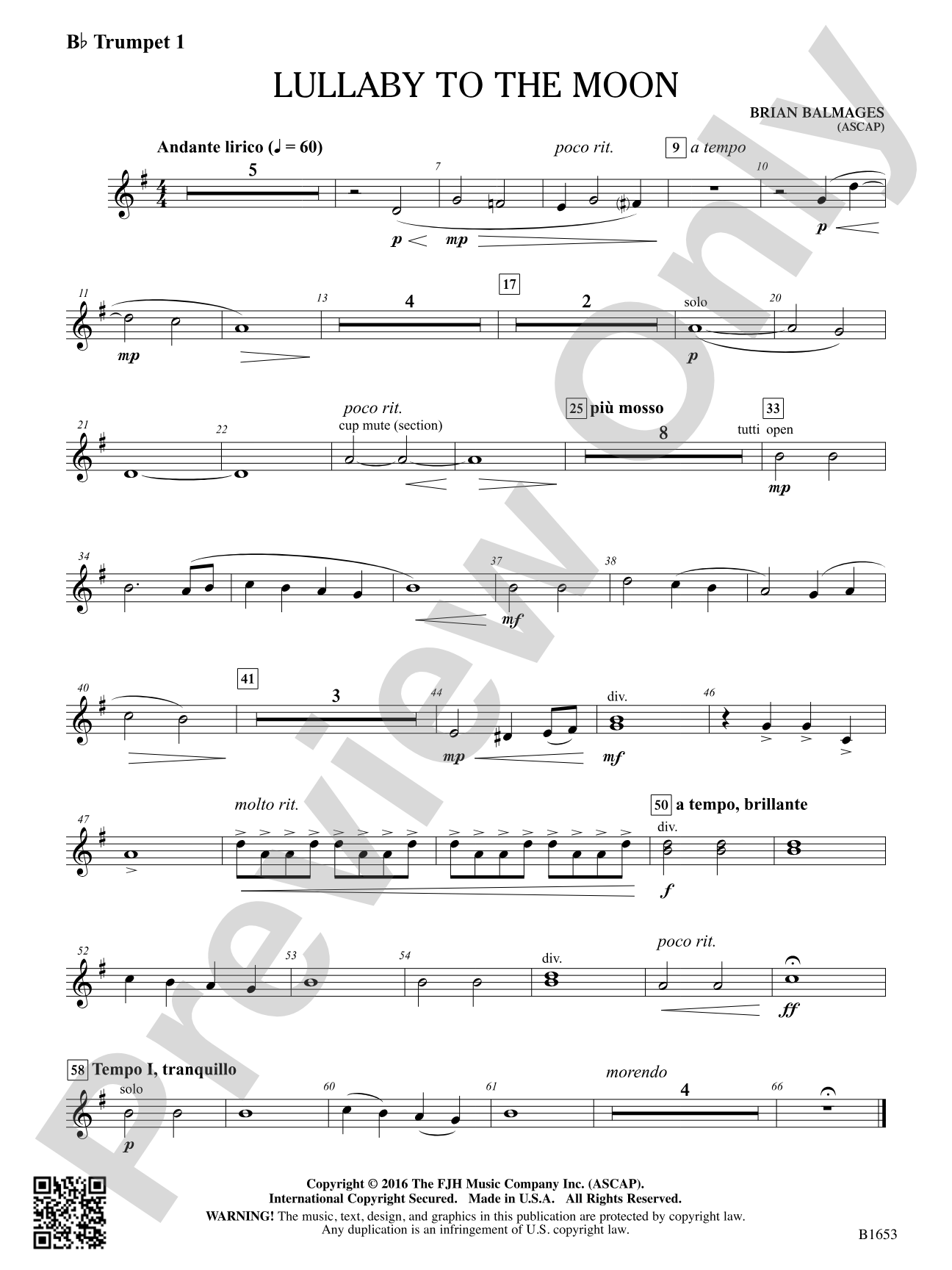 Lullaby to the Moon: B-flat Trumpet 1