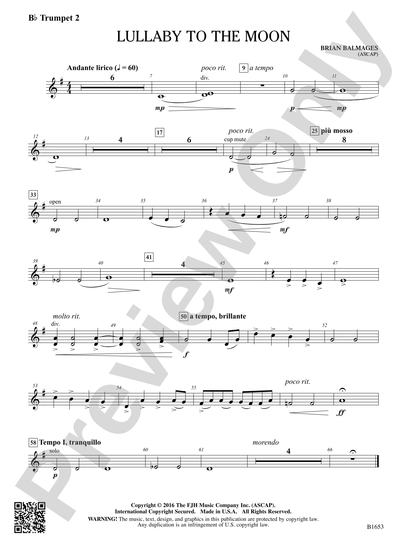 Lullaby to the Moon: B-flat Trumpet 2