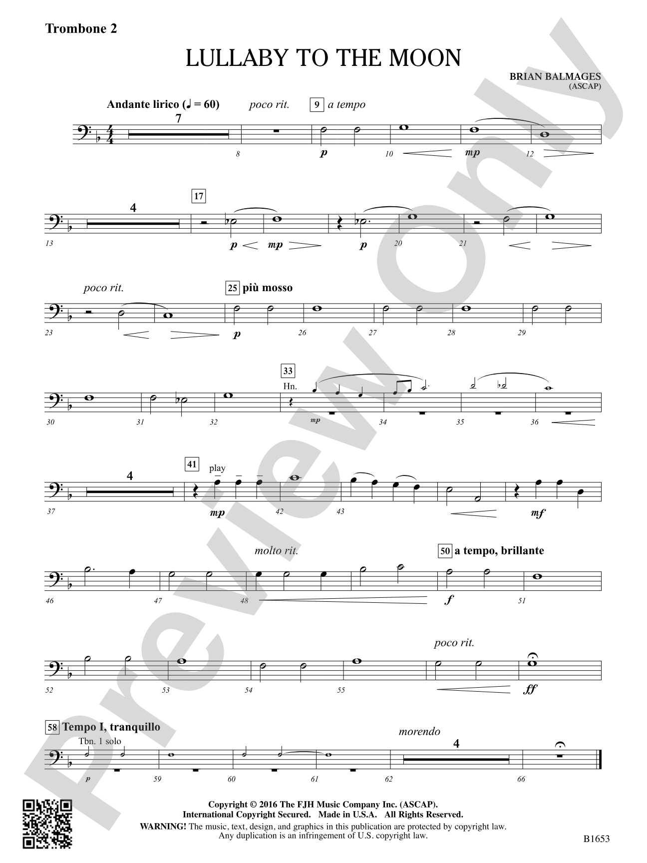 Lullaby to the Moon: Trombone 2