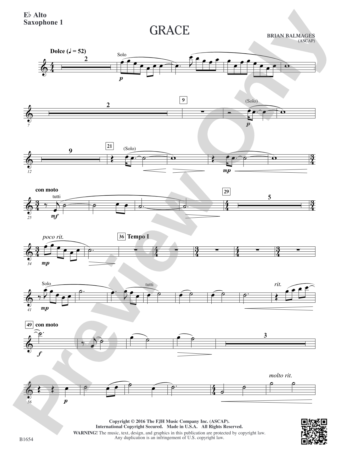 Grace: E-flat Alto Saxophone 1