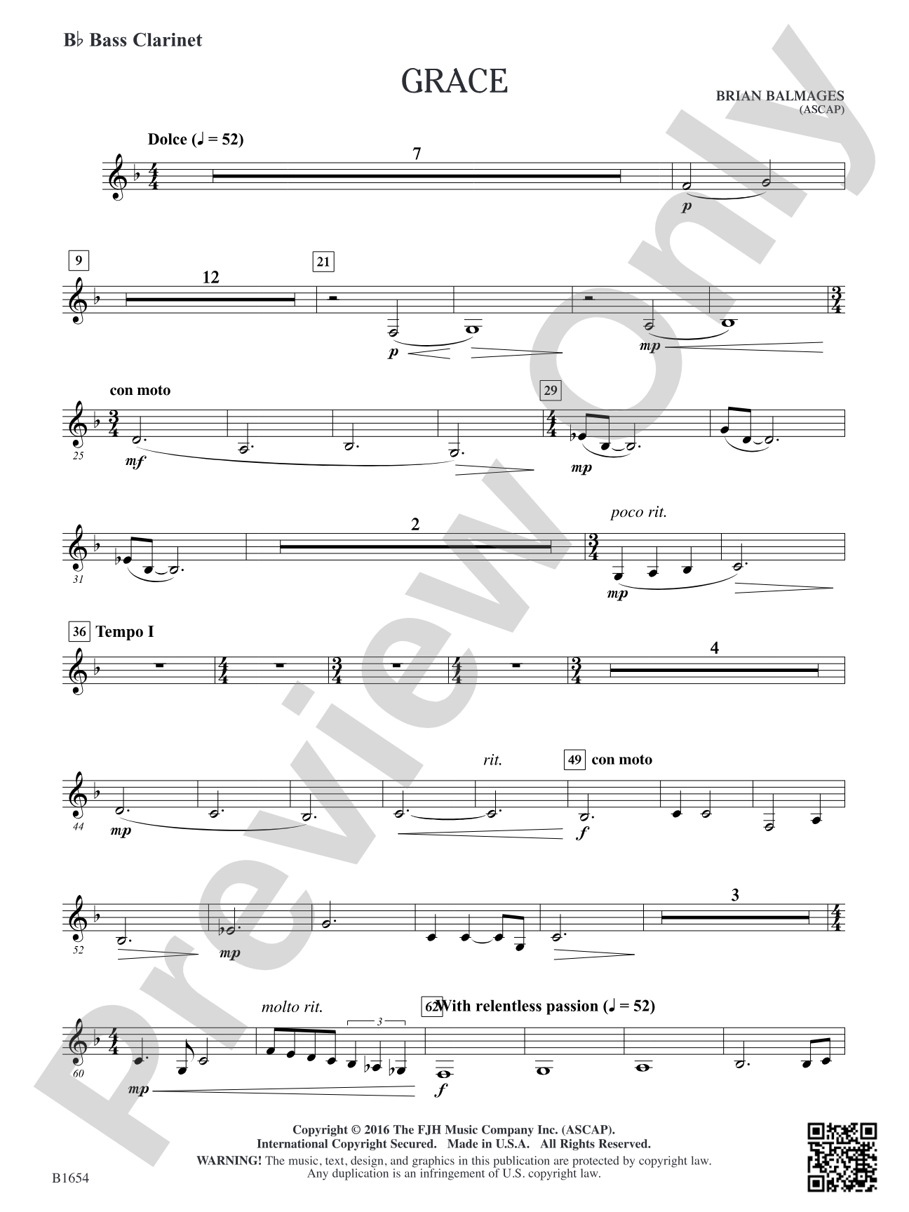 Grace: B-flat Bass Clarinet