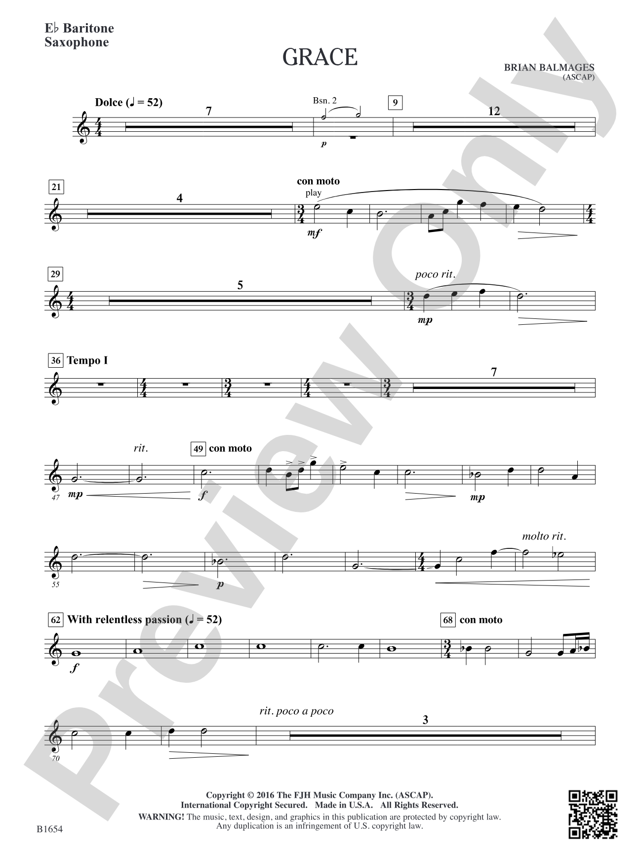Grace: E-flat Baritone Saxophone