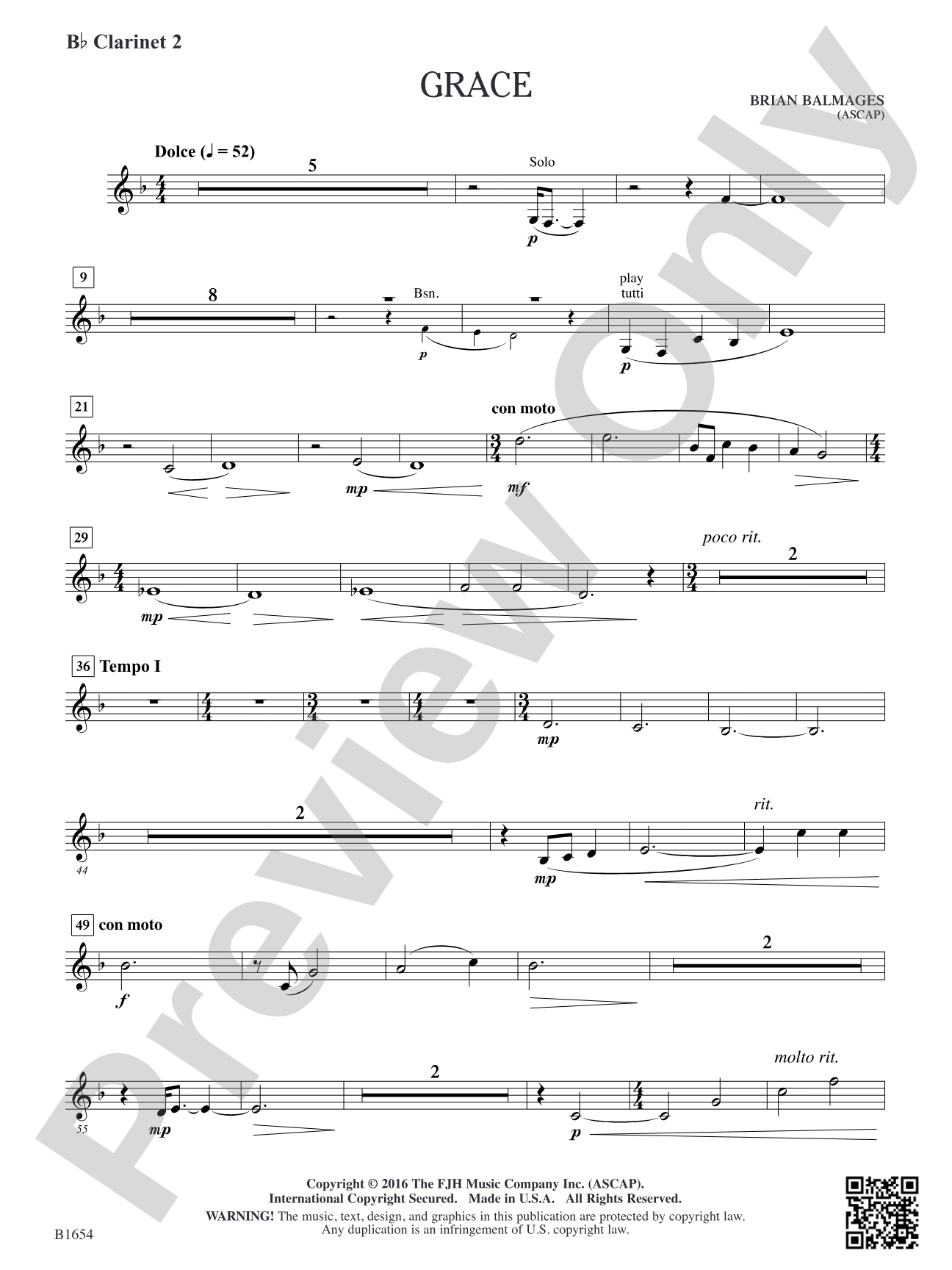 Grace: B-flat Clarinet 2