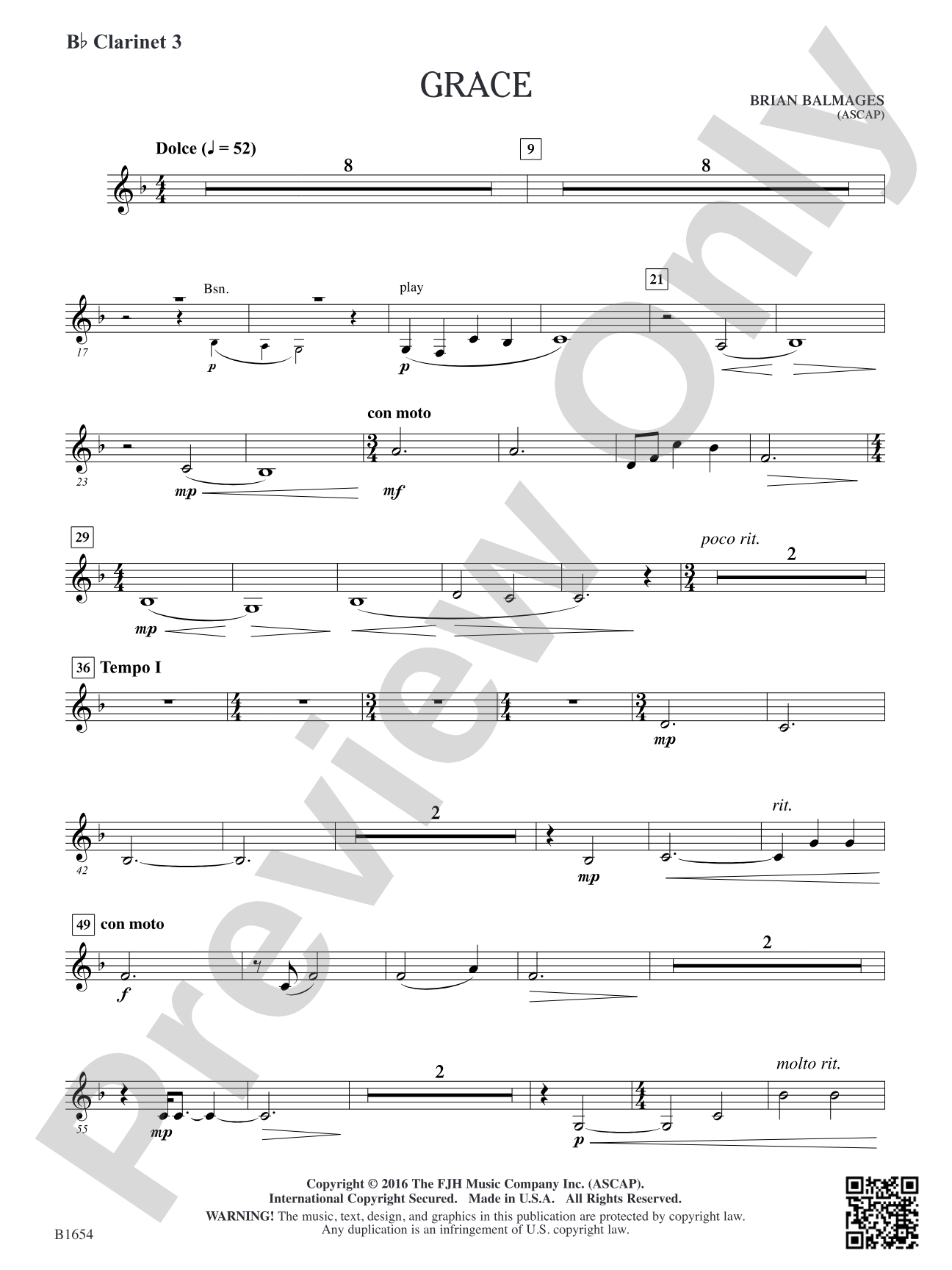 Grace: B-flat Clarinet 3