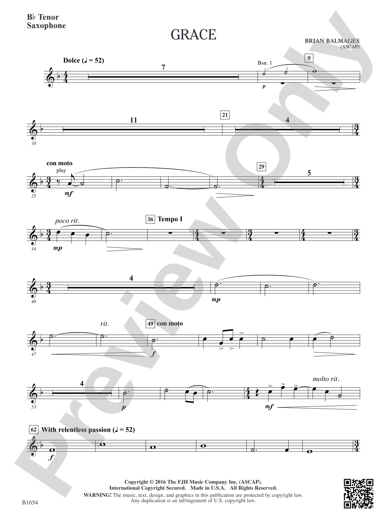 Grace: B-flat Tenor Saxophone