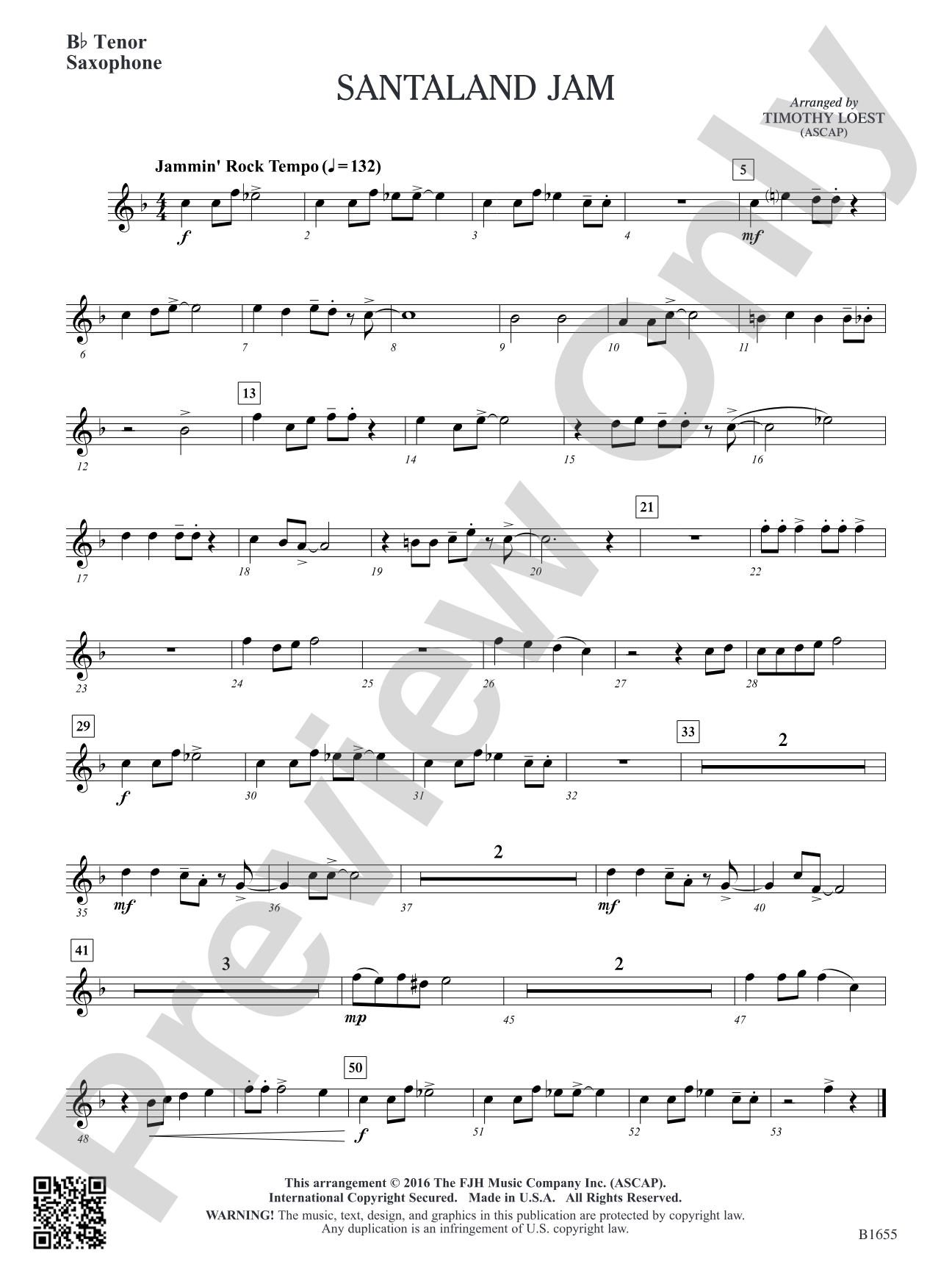 Santaland Jam: B-flat Tenor Saxophone