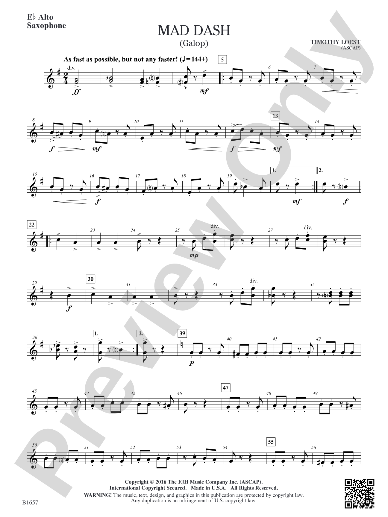 Mad Dash: E-flat Alto Saxophone