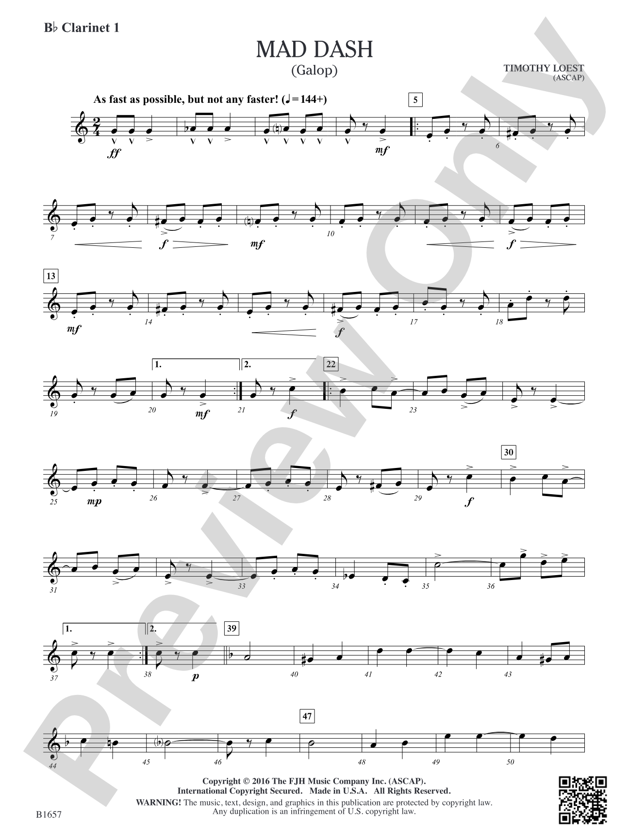 Mad Dash: B-flat Clarinet 1