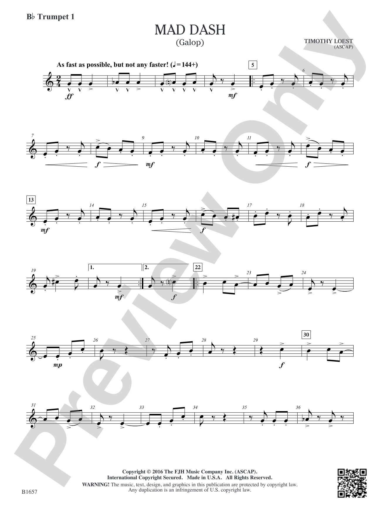 Mad Dash: B-flat Trumpet 1