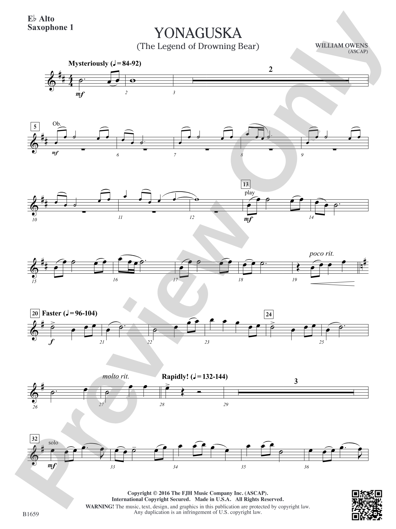 Yonaguska: E-flat Alto Saxophone 1