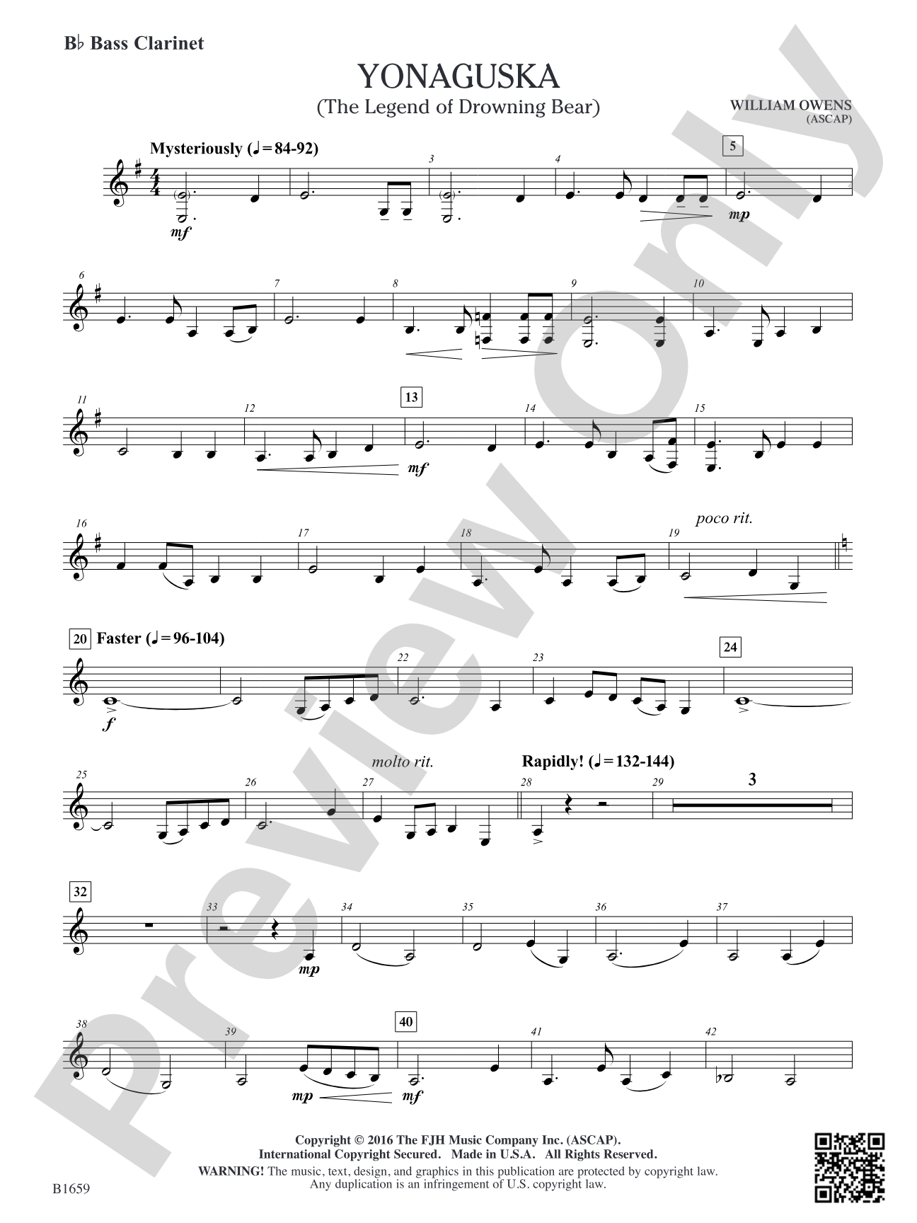 Yonaguska: B-flat Bass Clarinet