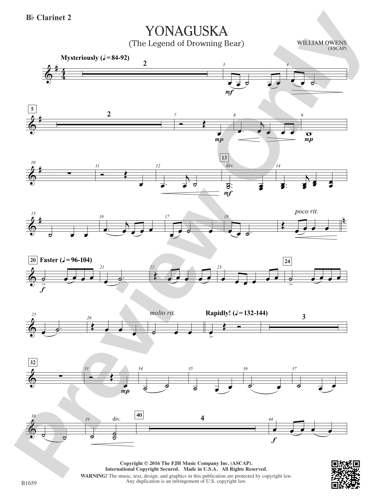 Yonaguska: B-flat Clarinet 2