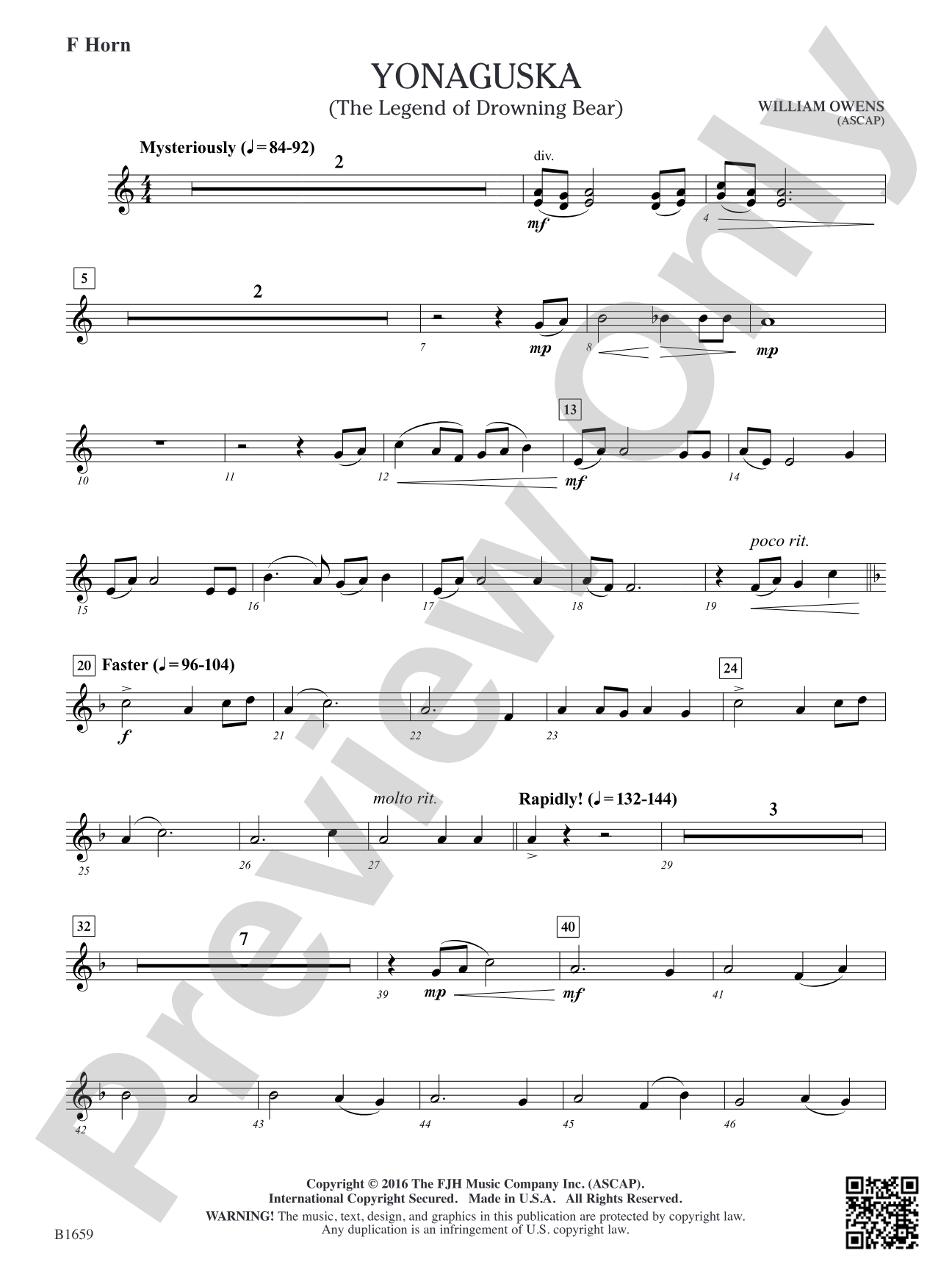 Yonaguska: F Horn