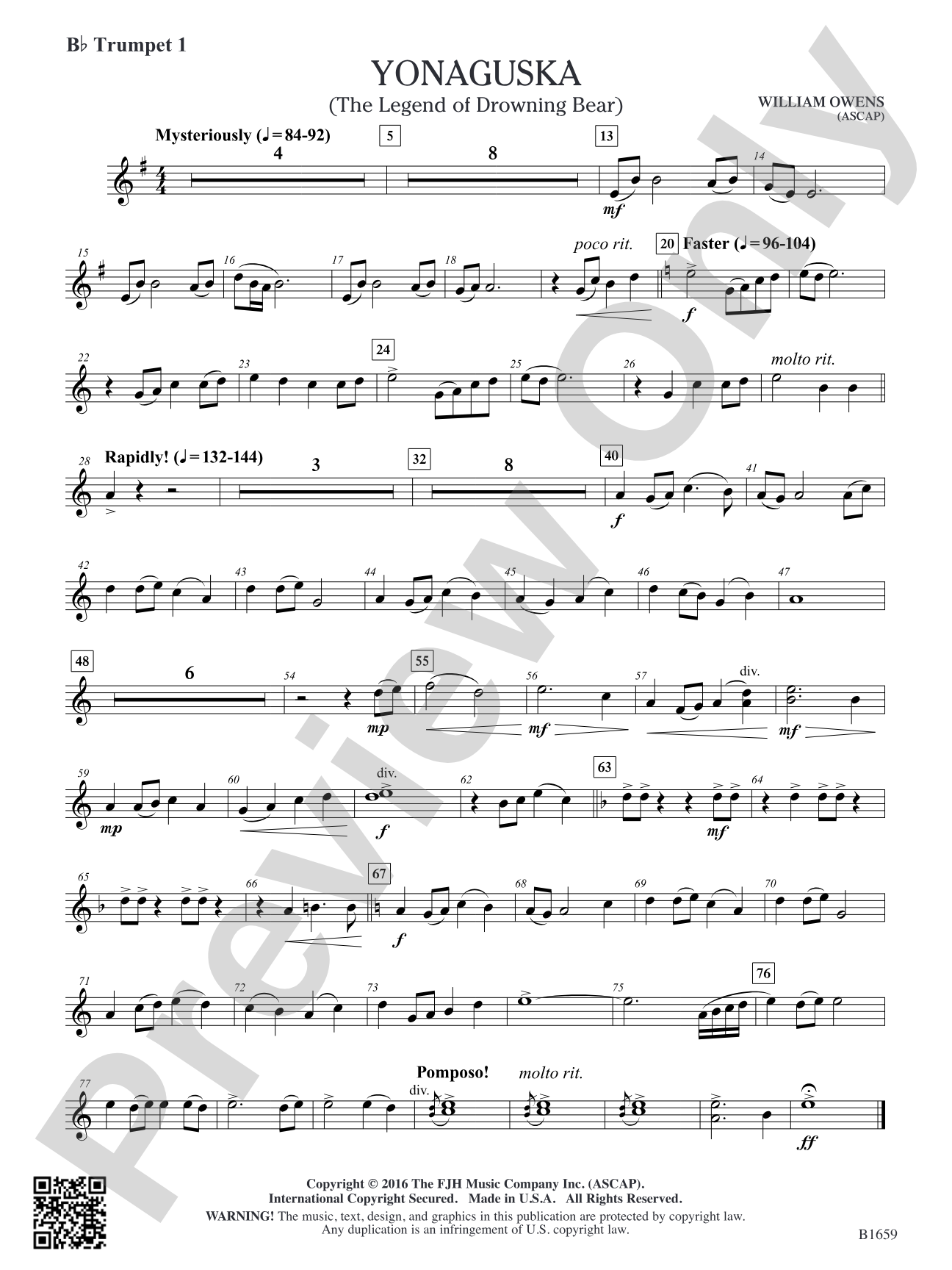 Yonaguska: B-flat Trumpet 1