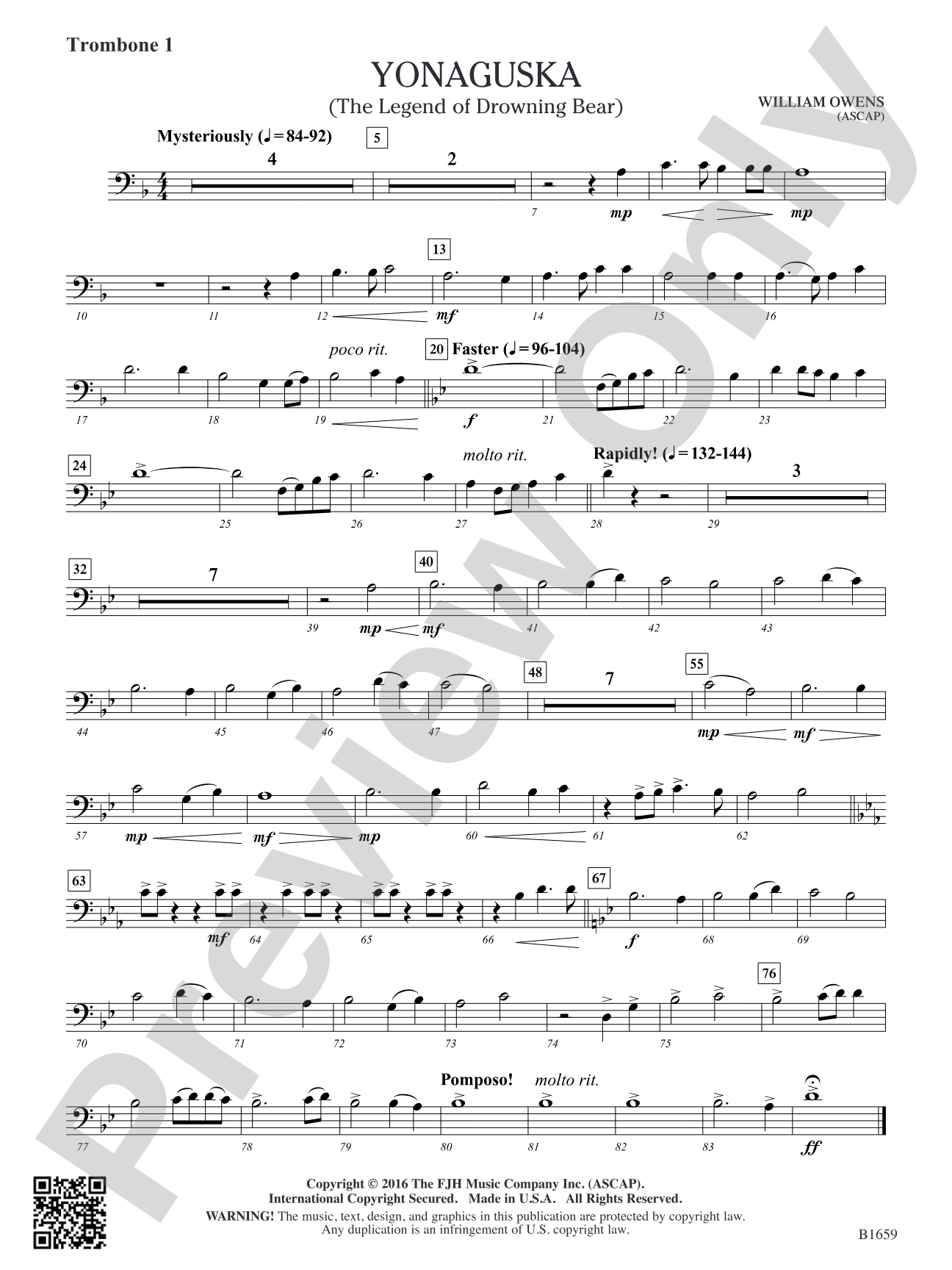Yonaguska: Trombone 1