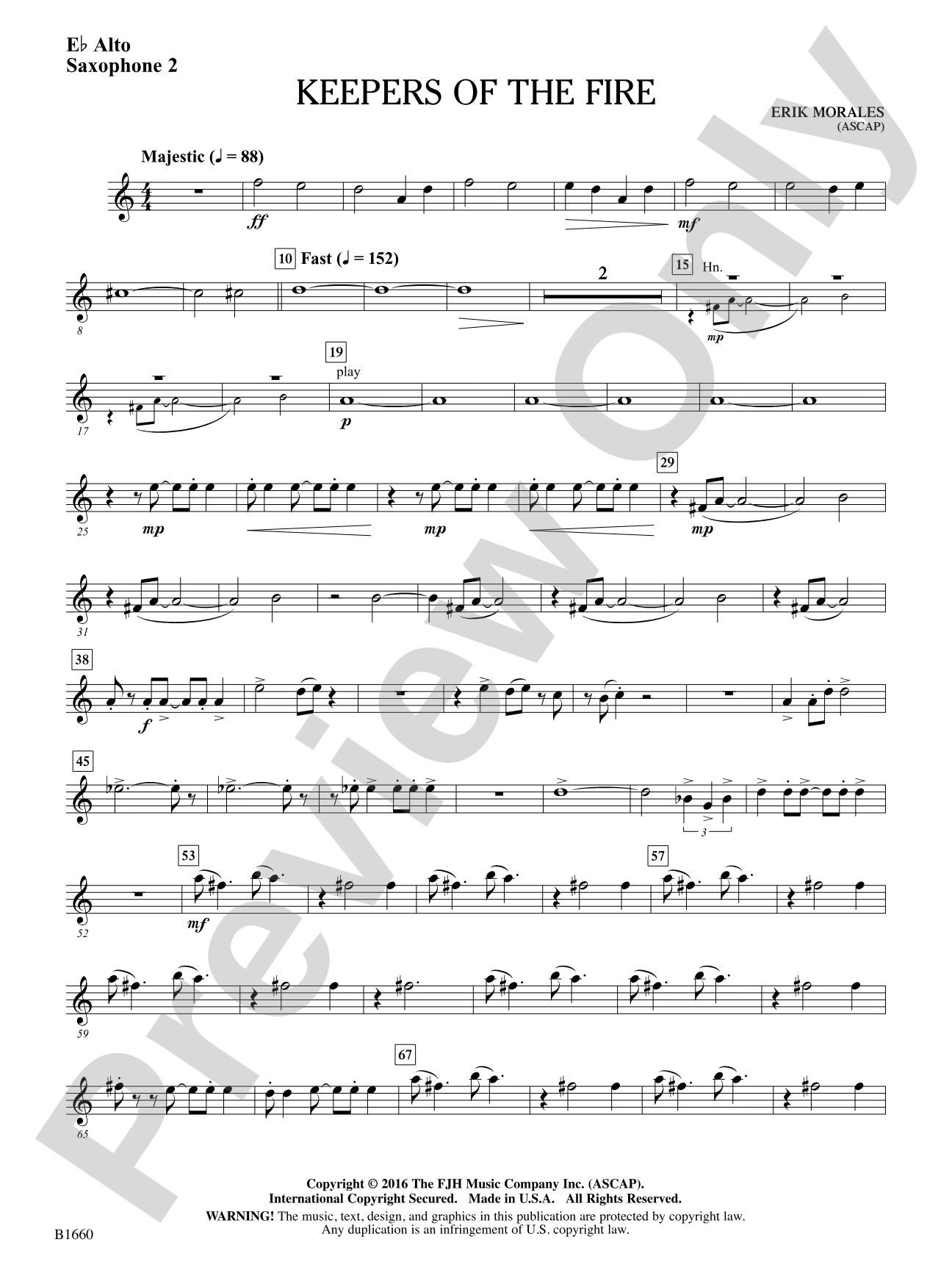 Keepers of the Fire: E-flat Alto Saxophone 2