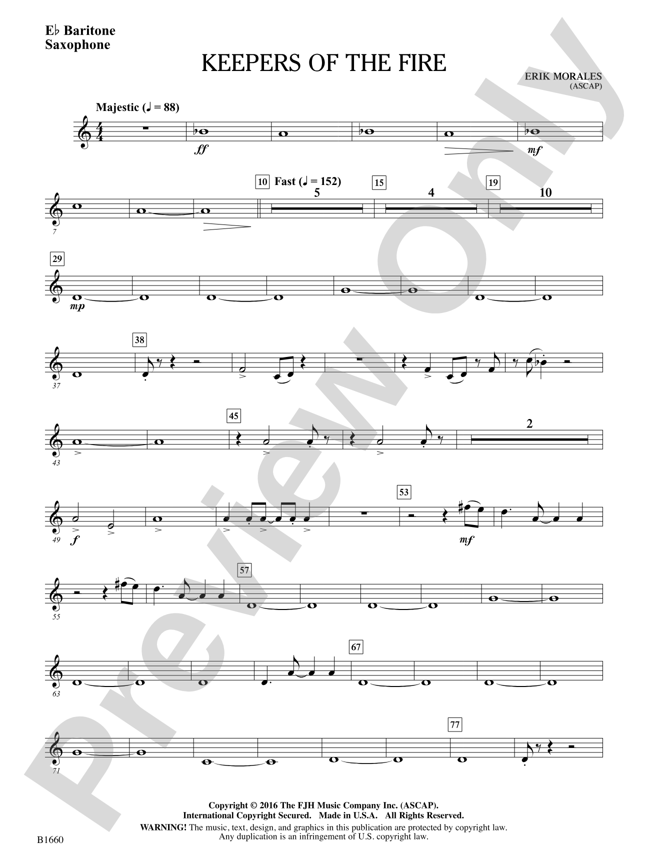 Keepers of the Fire: E-flat Baritone Saxophone