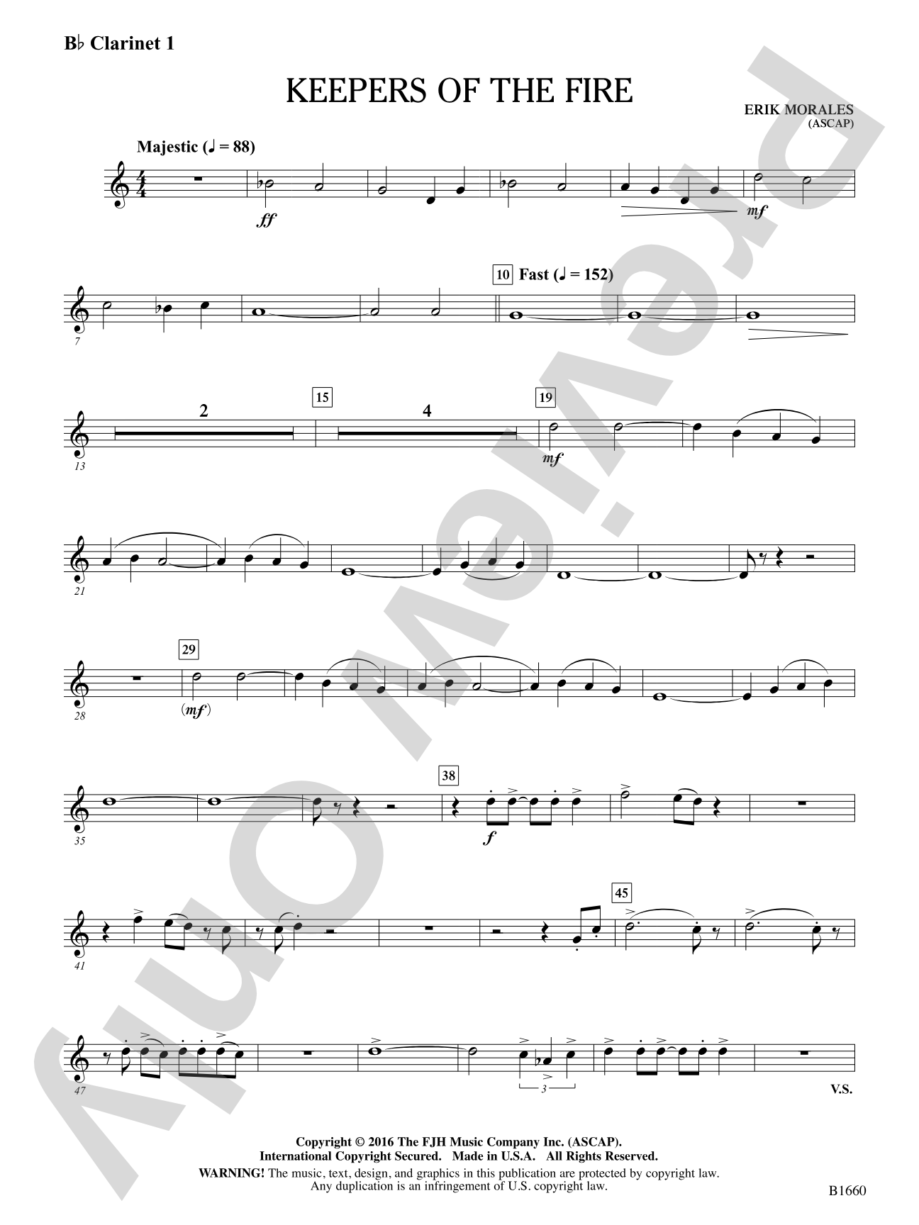 Keepers of the Fire: B-flat Clarinet 1