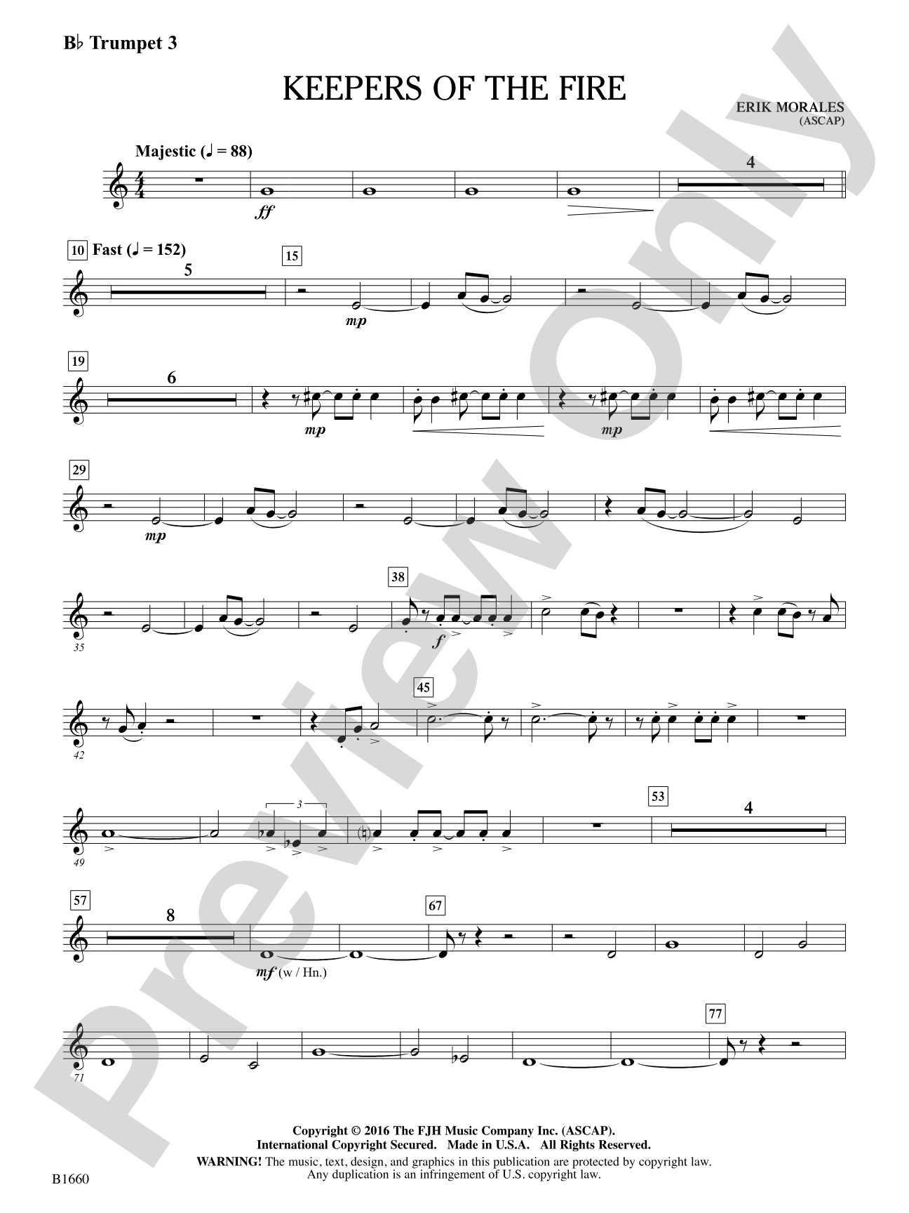 Keepers of the Fire: B-flat Trumpet 3