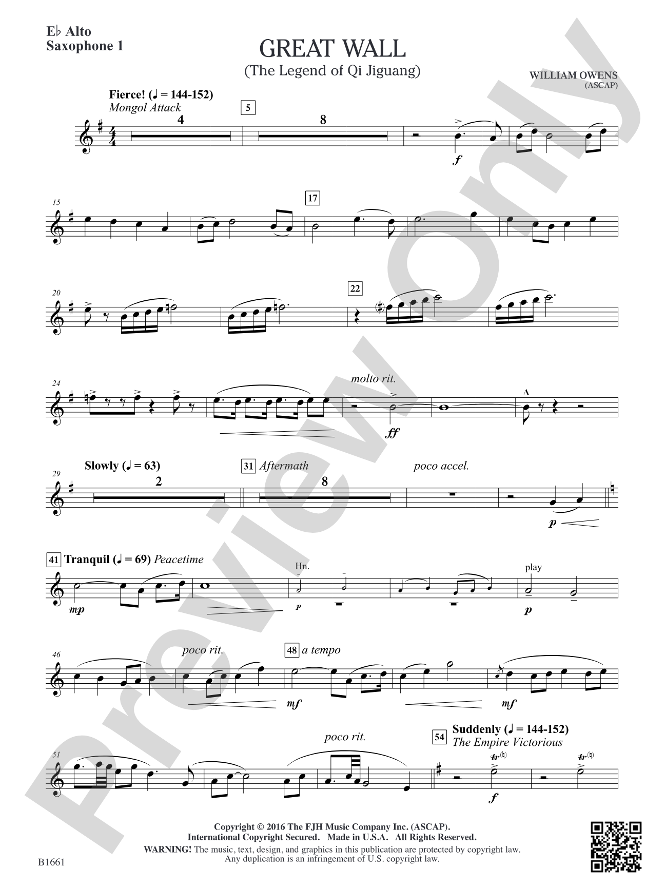 Great Wall: E-flat Alto Saxophone 1