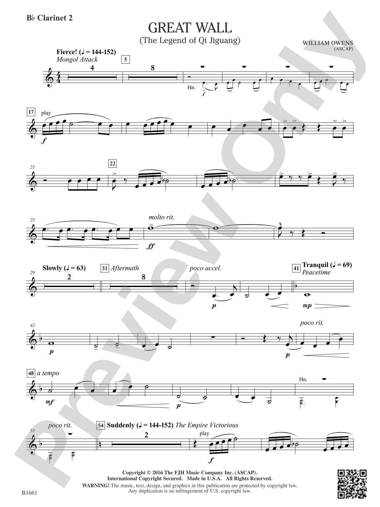Great Wall: B-flat Clarinet 2