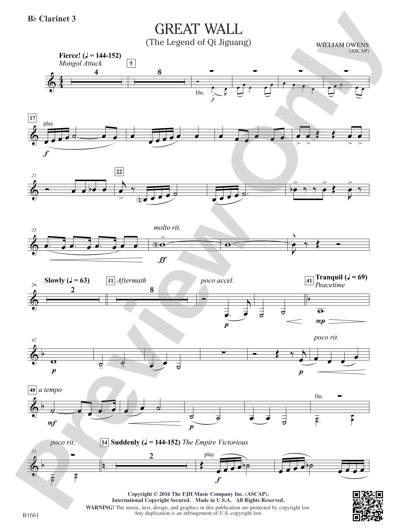 Great Wall: B-flat Clarinet 3
