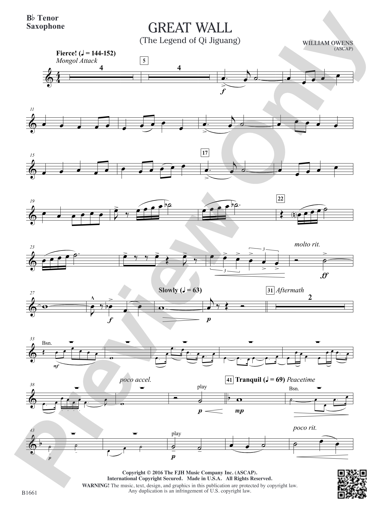 Great Wall: B-flat Tenor Saxophone