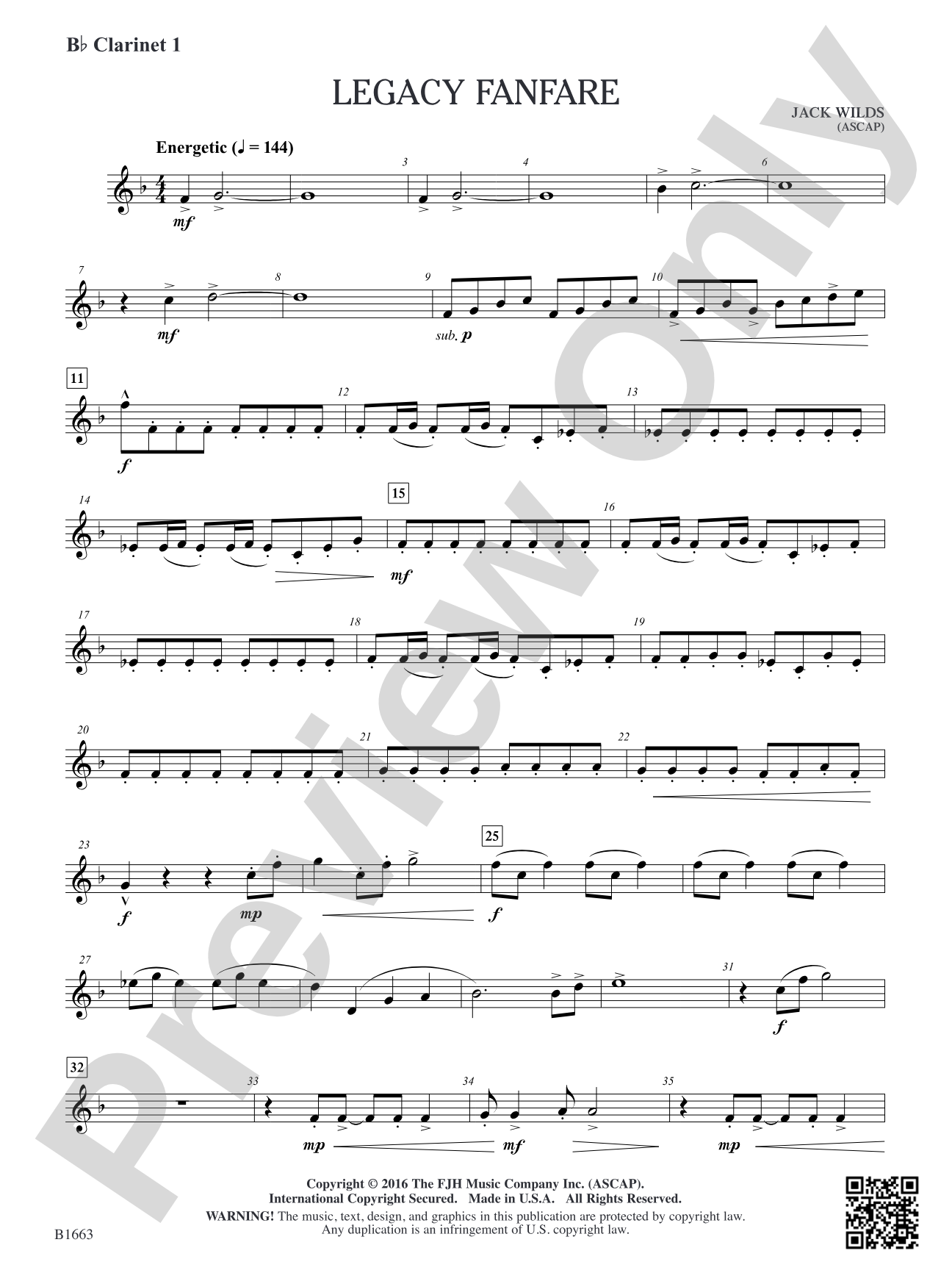 Legacy Fanfare: B-flat Clarinet 1