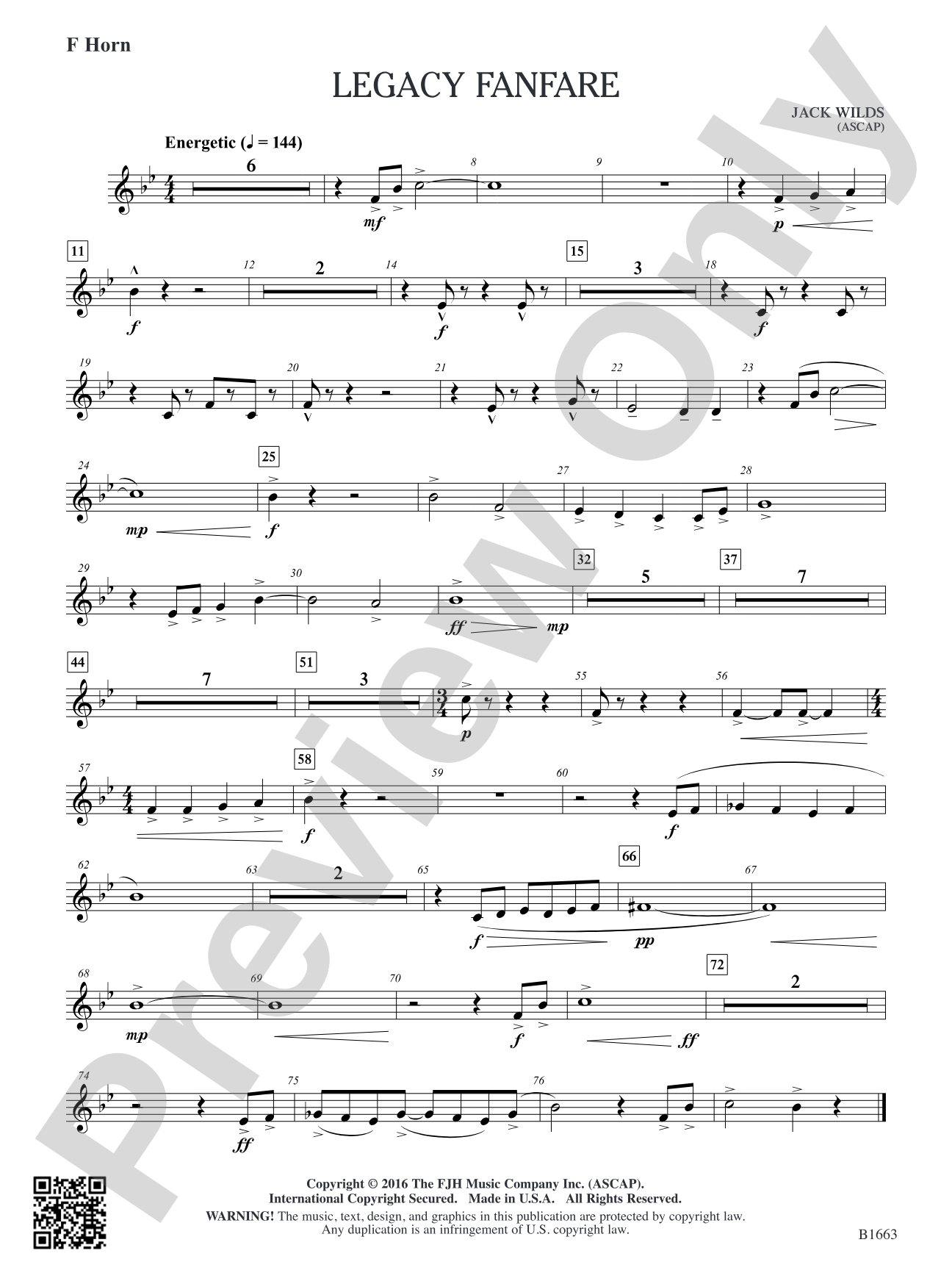 Legacy Fanfare: F Horn