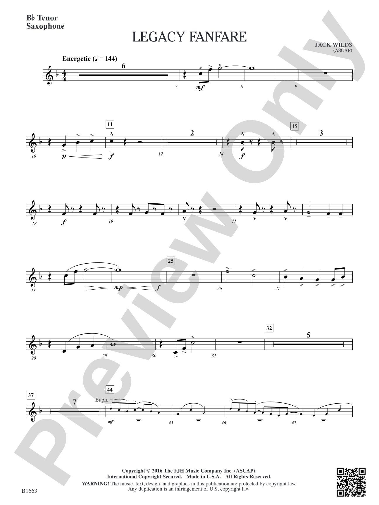 Legacy Fanfare: B-flat Tenor Saxophone