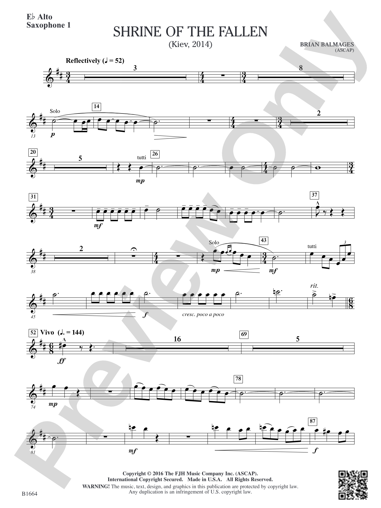 Shrine of the Fallen: E-flat Alto Saxophone 1