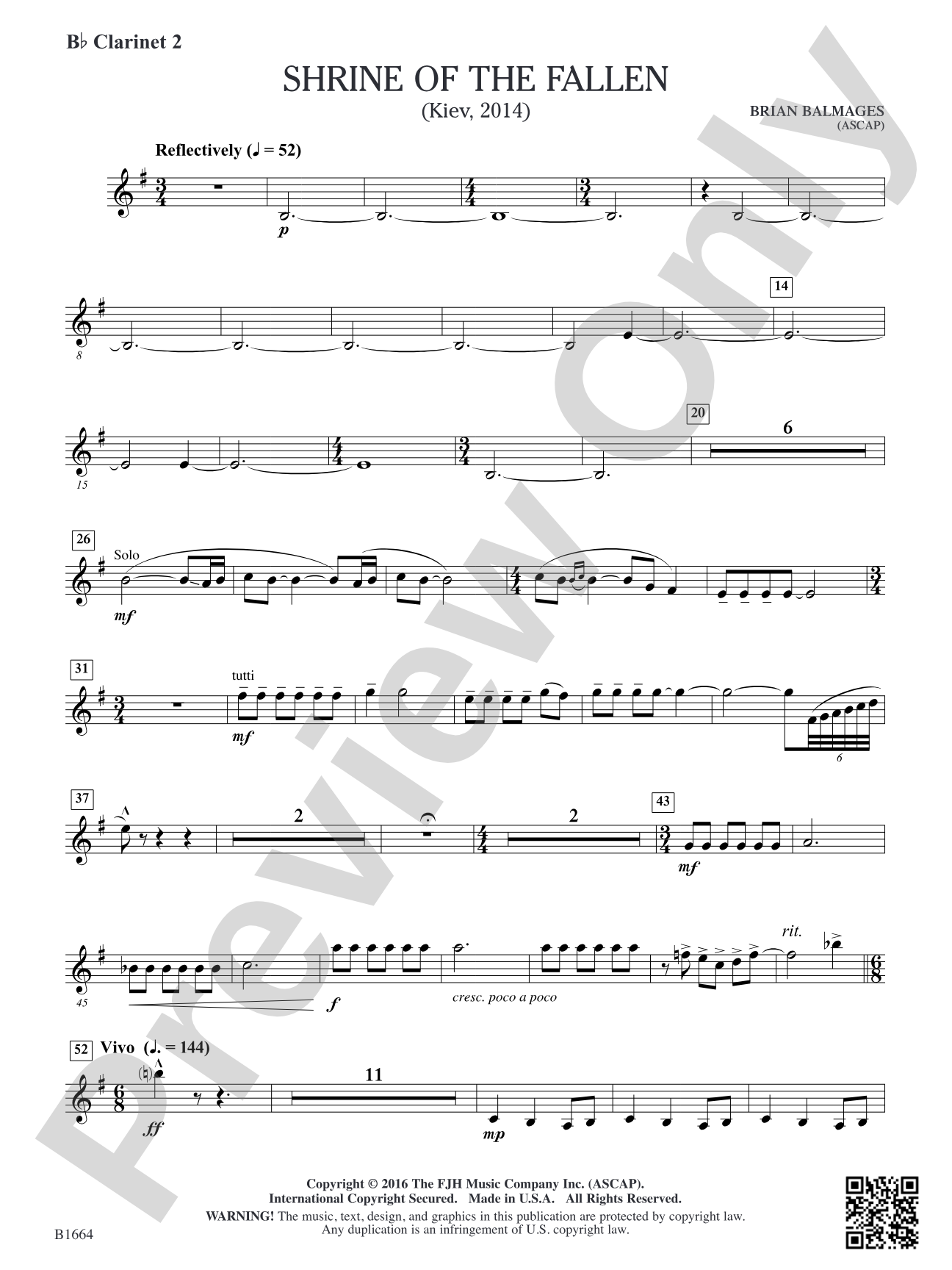 Shrine of the Fallen: B-flat Clarinet 2