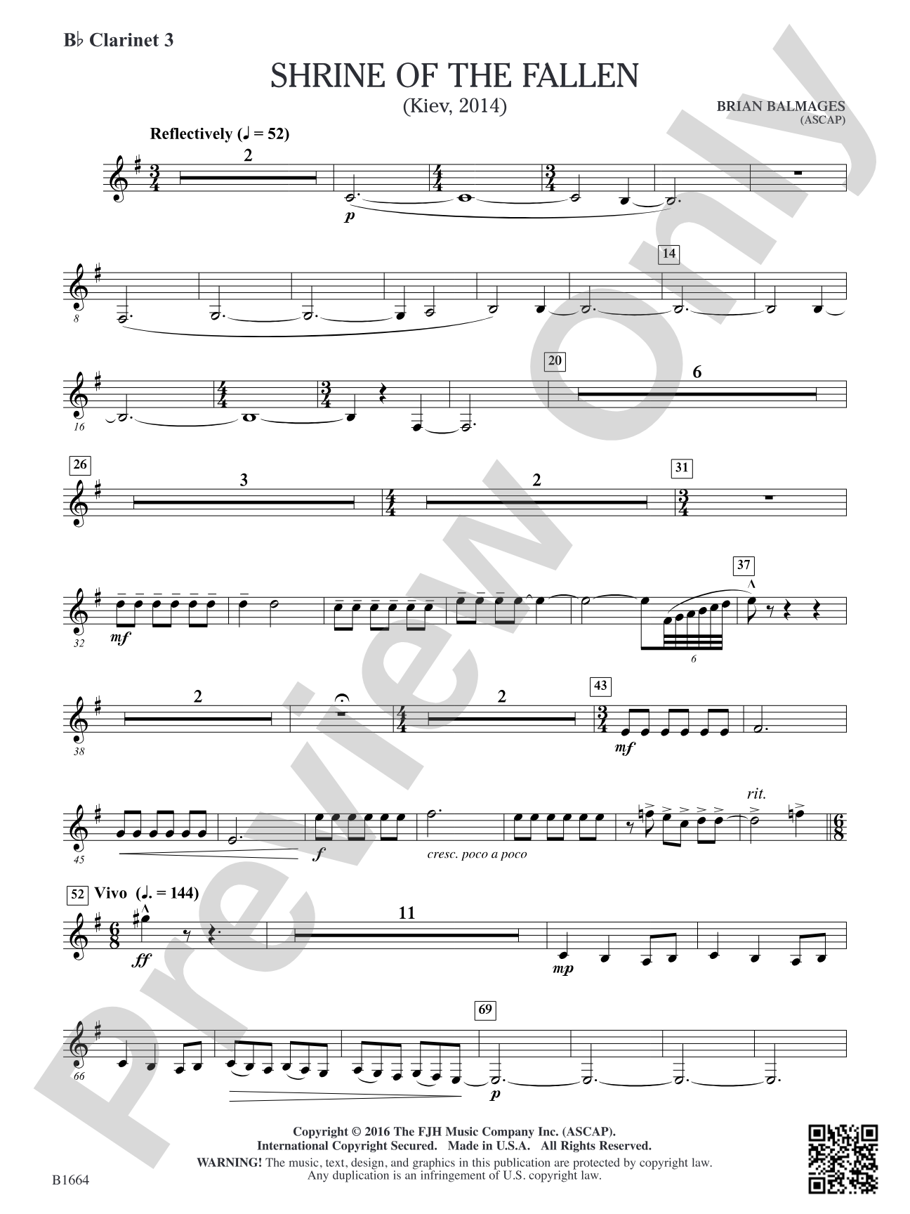 Shrine of the Fallen: B-flat Clarinet 3