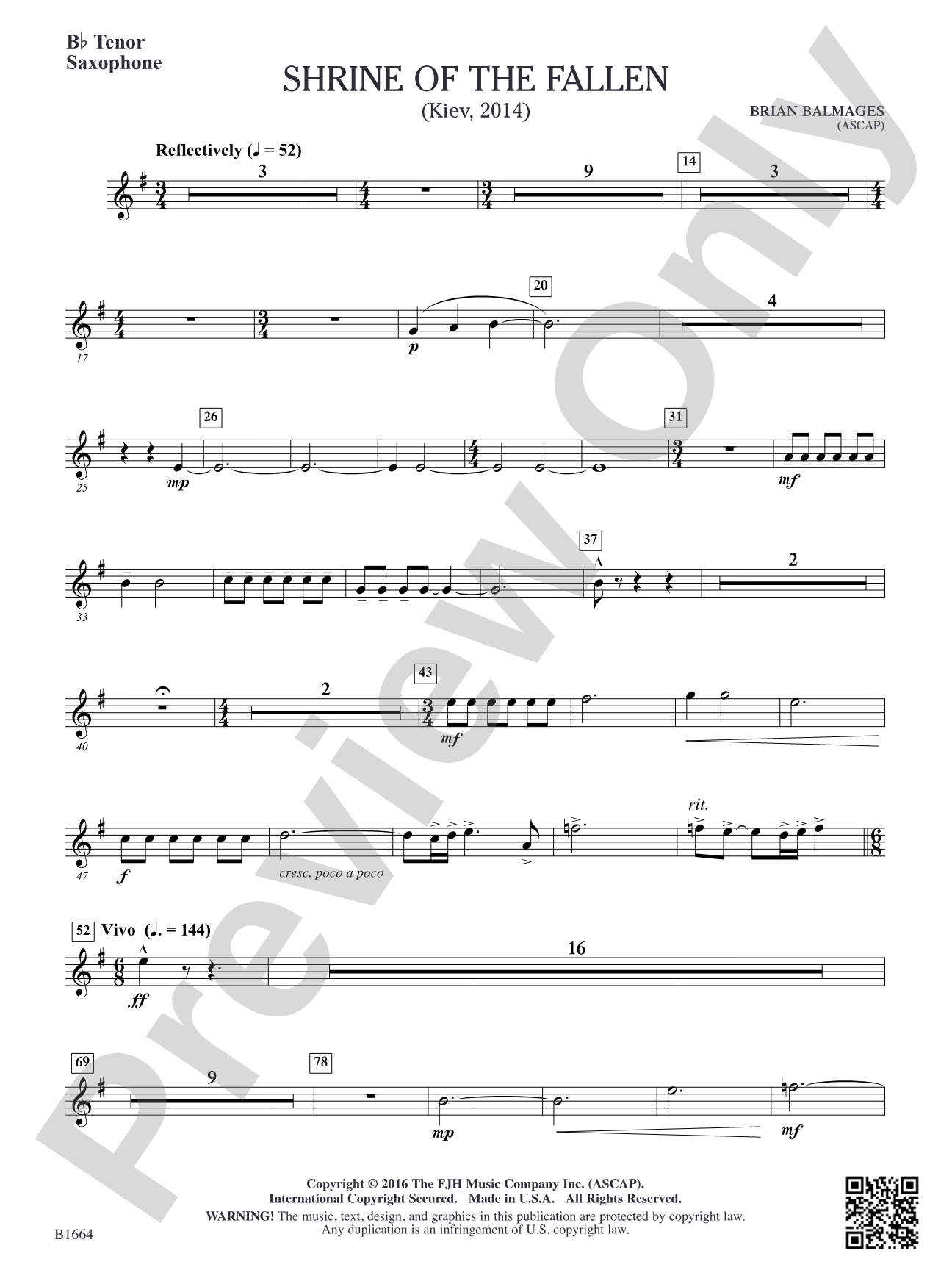 Shrine of the Fallen: B-flat Tenor Saxophone