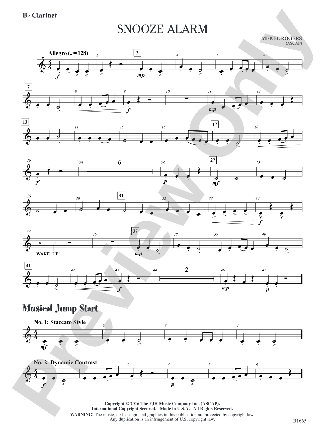 Snooze Alarm: B-flat Clarinet