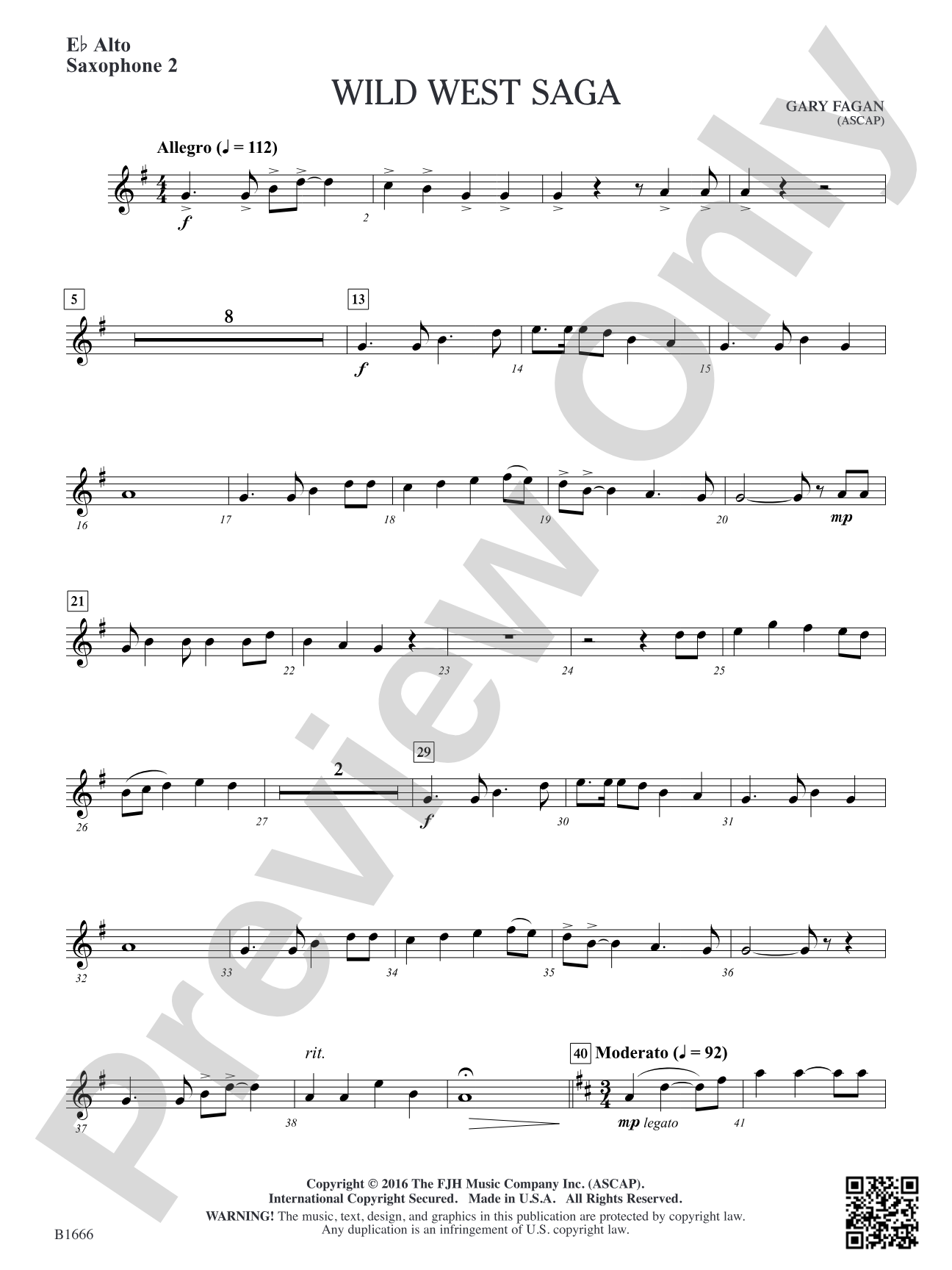 Wild West Saga: E-flat Alto Saxophone 2