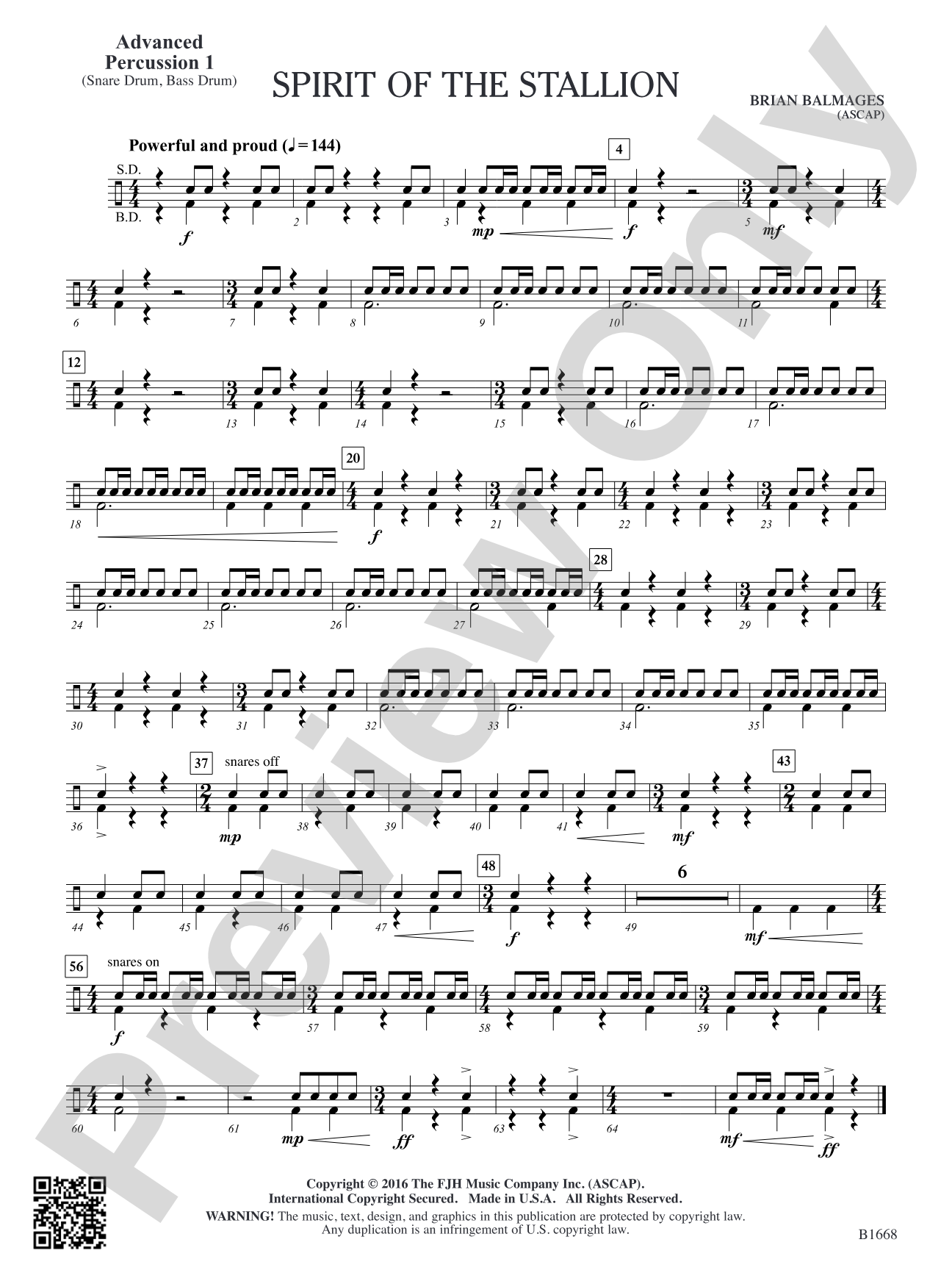 Spirit of the Stallion: Adv. Percussion 1