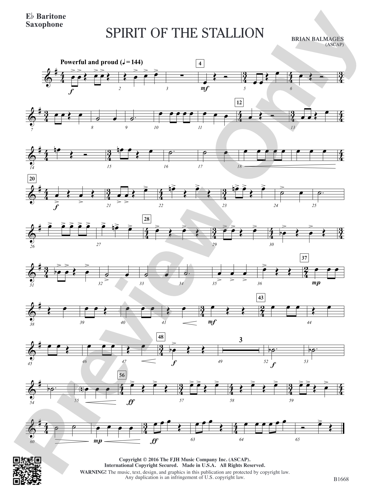 Spirit of the Stallion: E-flat Baritone Saxophone