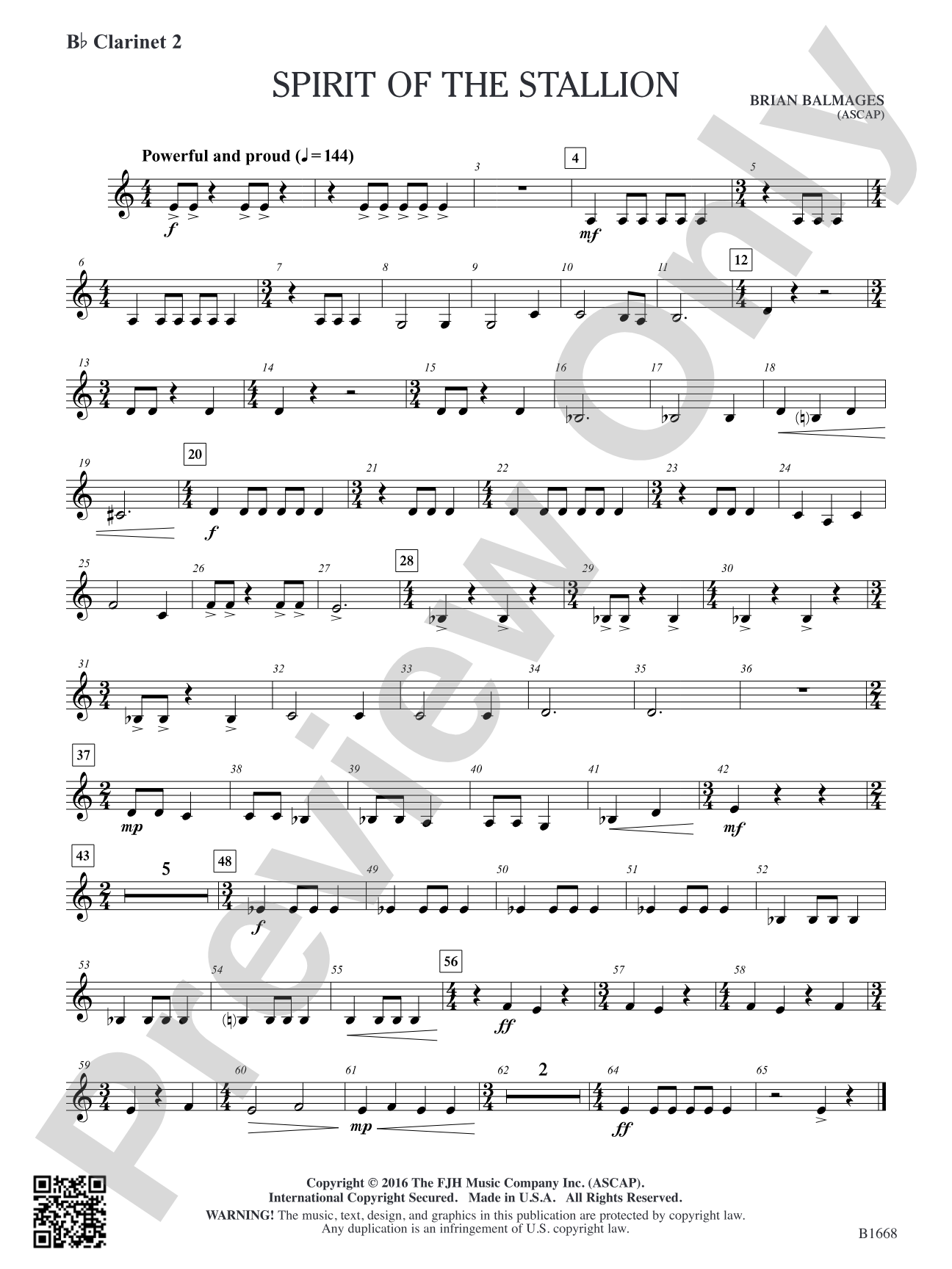 Spirit of the Stallion: B-flat Clarinet 2